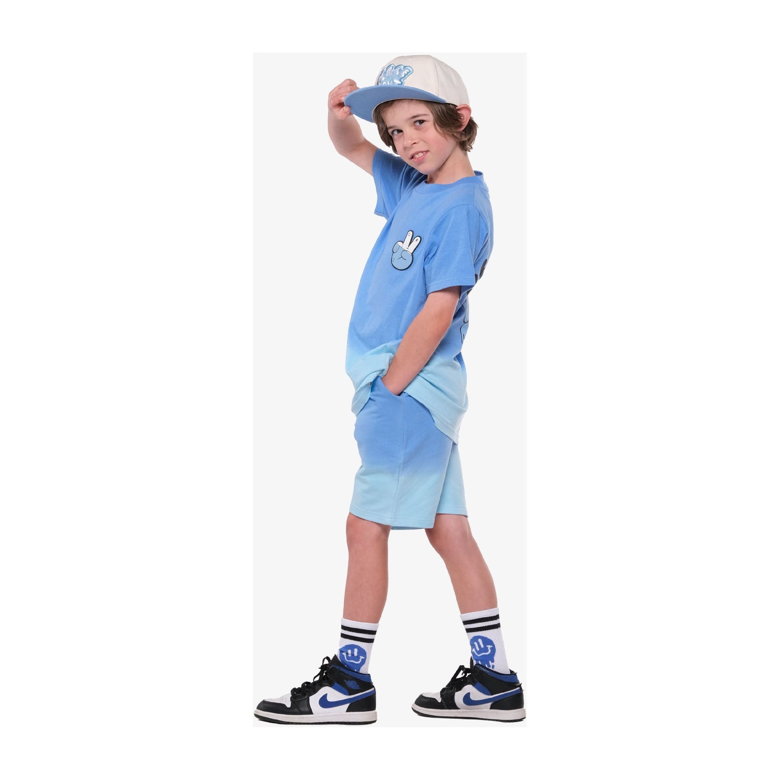 Peace Out Blue Dip-Dye Shorts