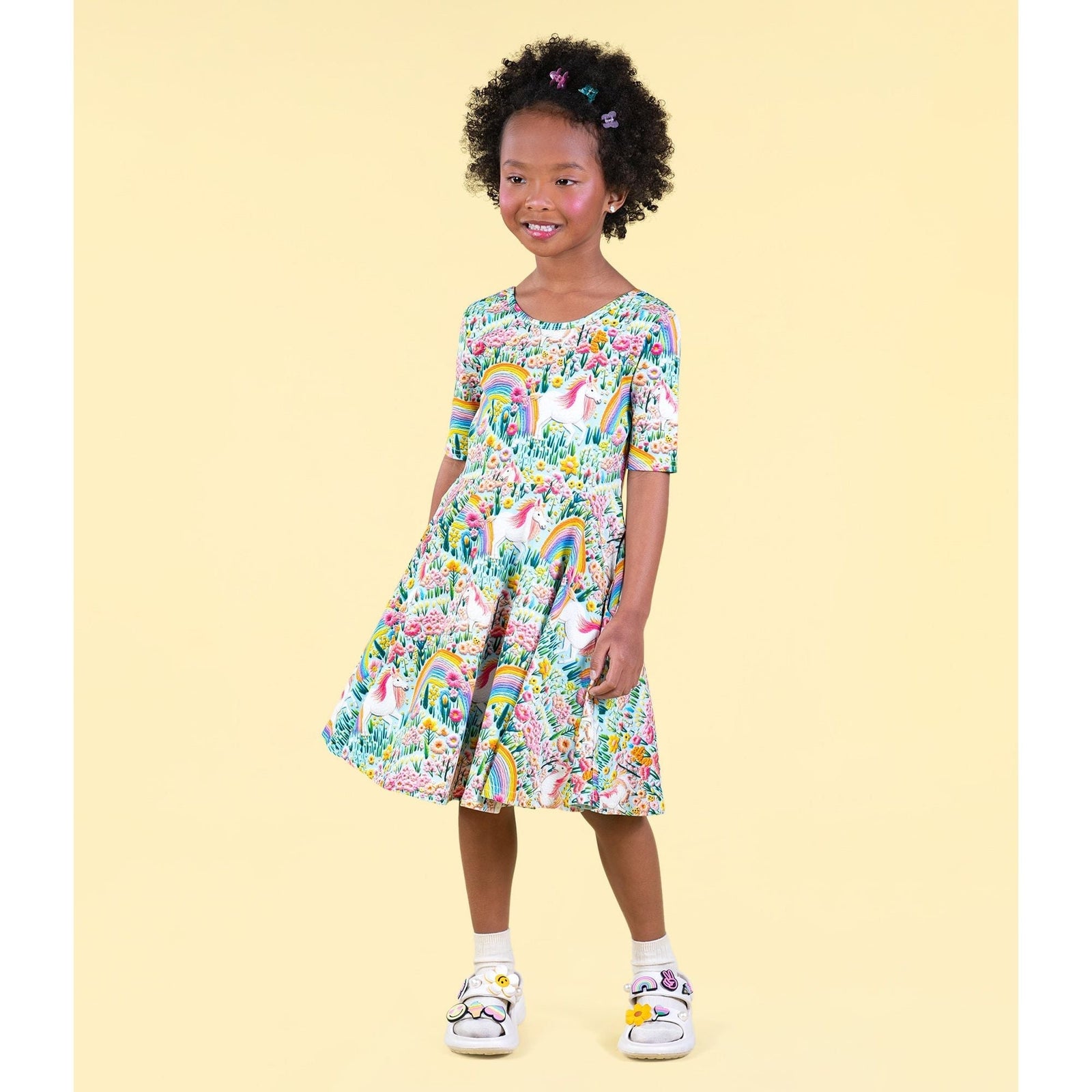 Embroidered Unicorns Mabel Waisted Dress