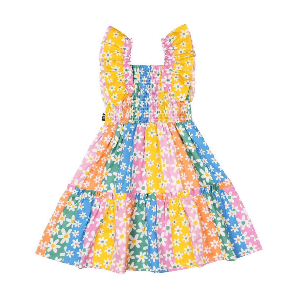 Floral Stripes Shirred Dress