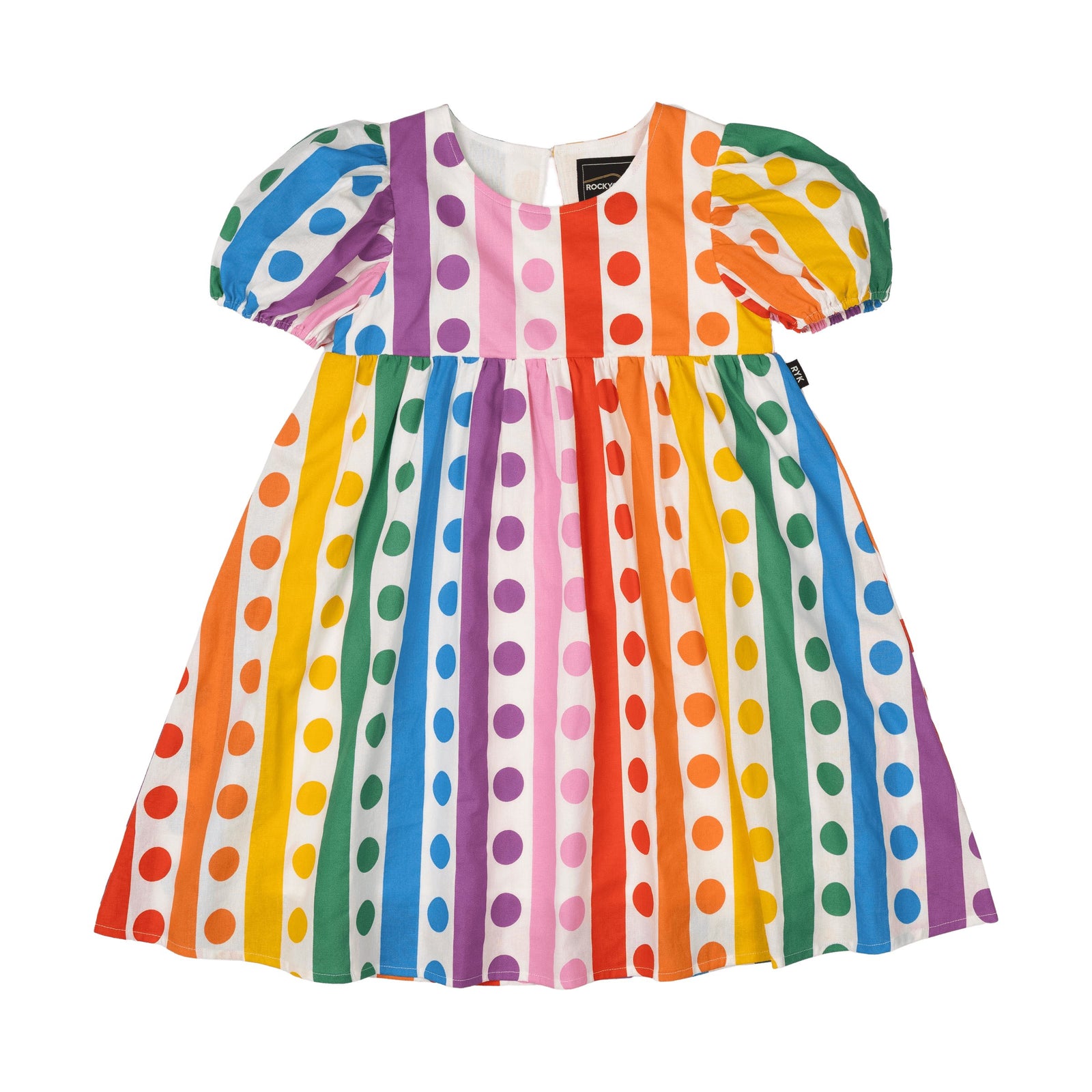Rainbow Drops Puff Sleeve Dress
