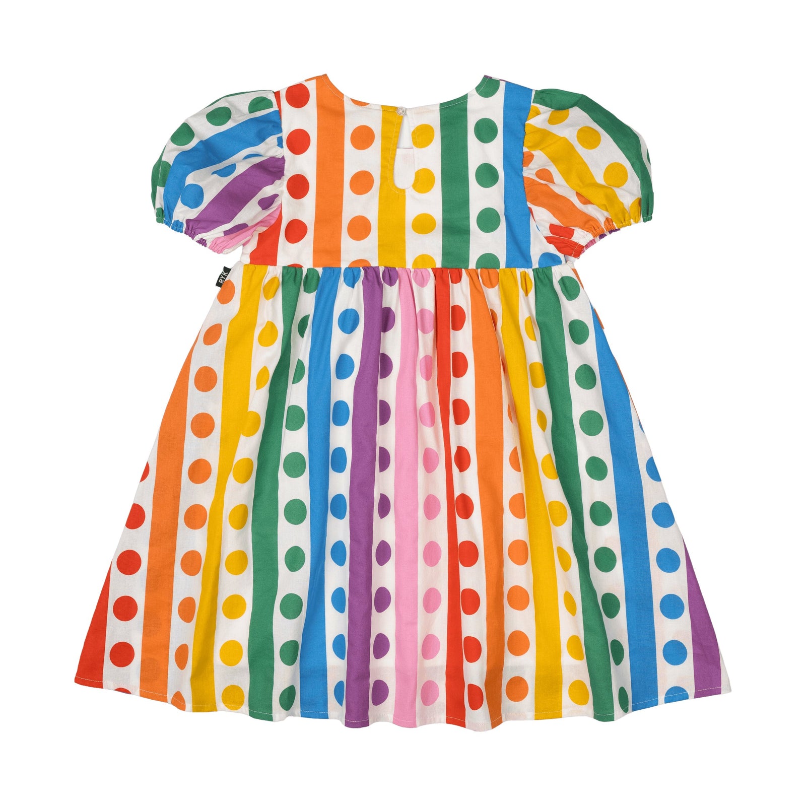 Rainbow Drops Puff Sleeve Dress