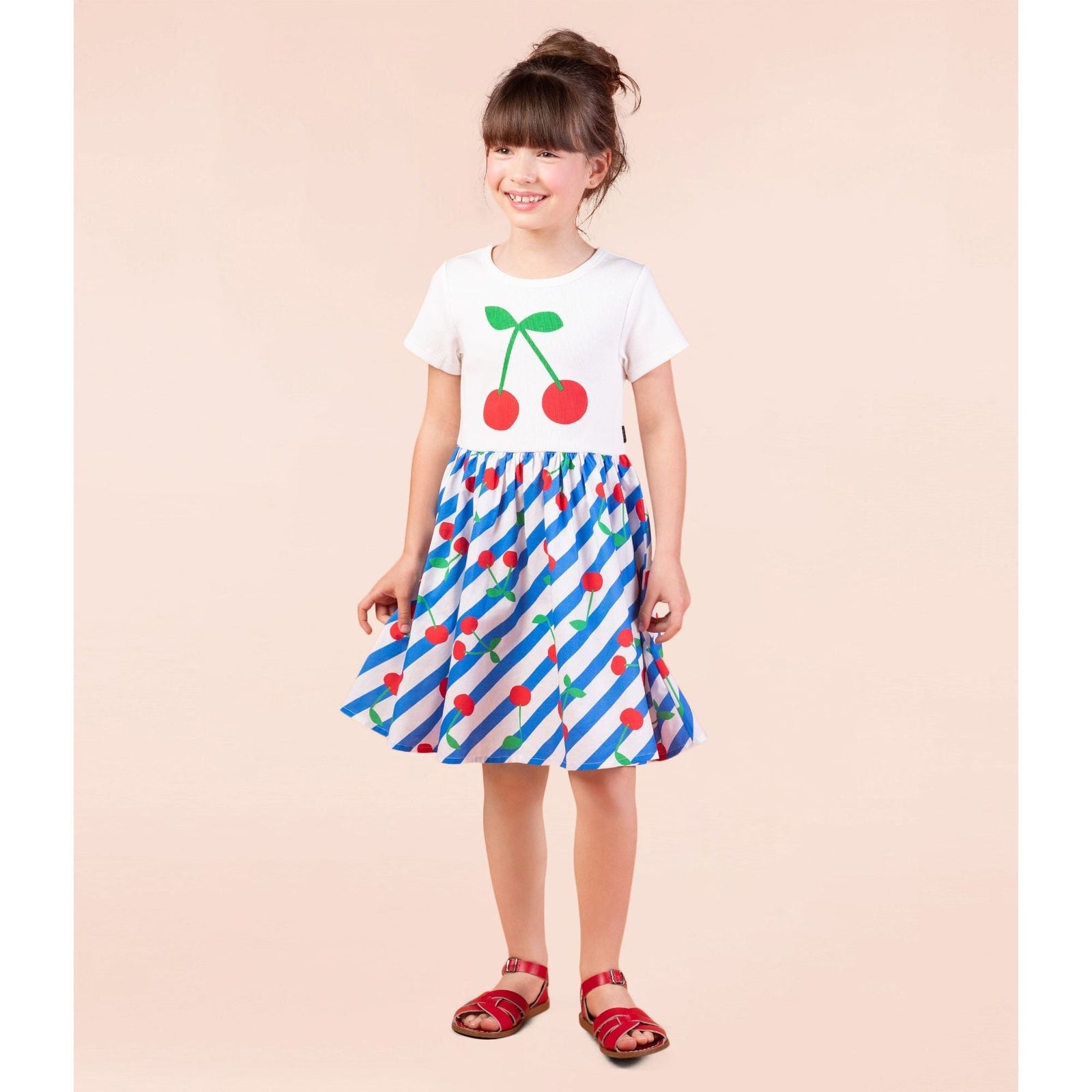 Cherry Stripes T-Shirt Dress