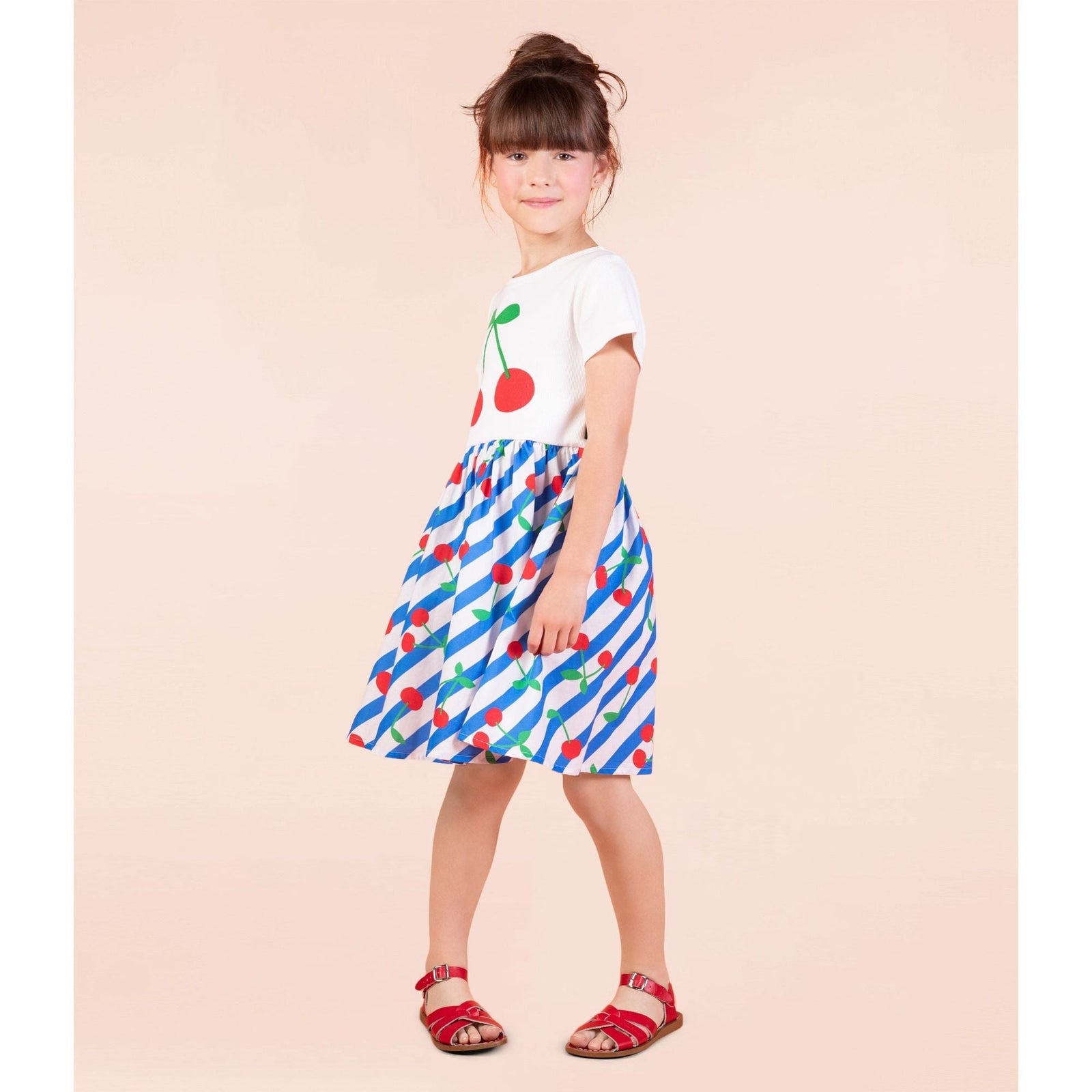 Cherry Stripes T-Shirt Dress