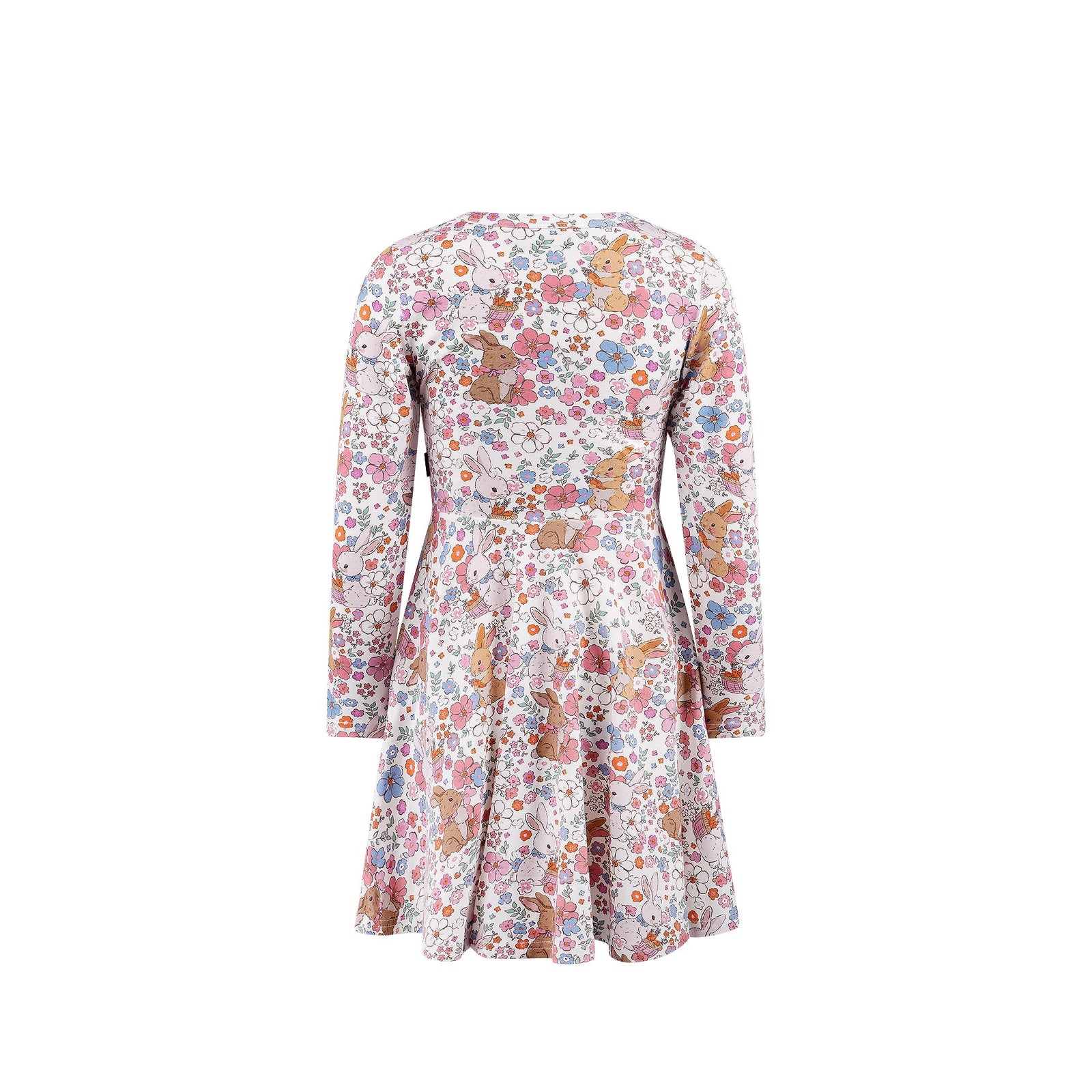 Ditsy Bunny Long Sleeve Waisted Dress