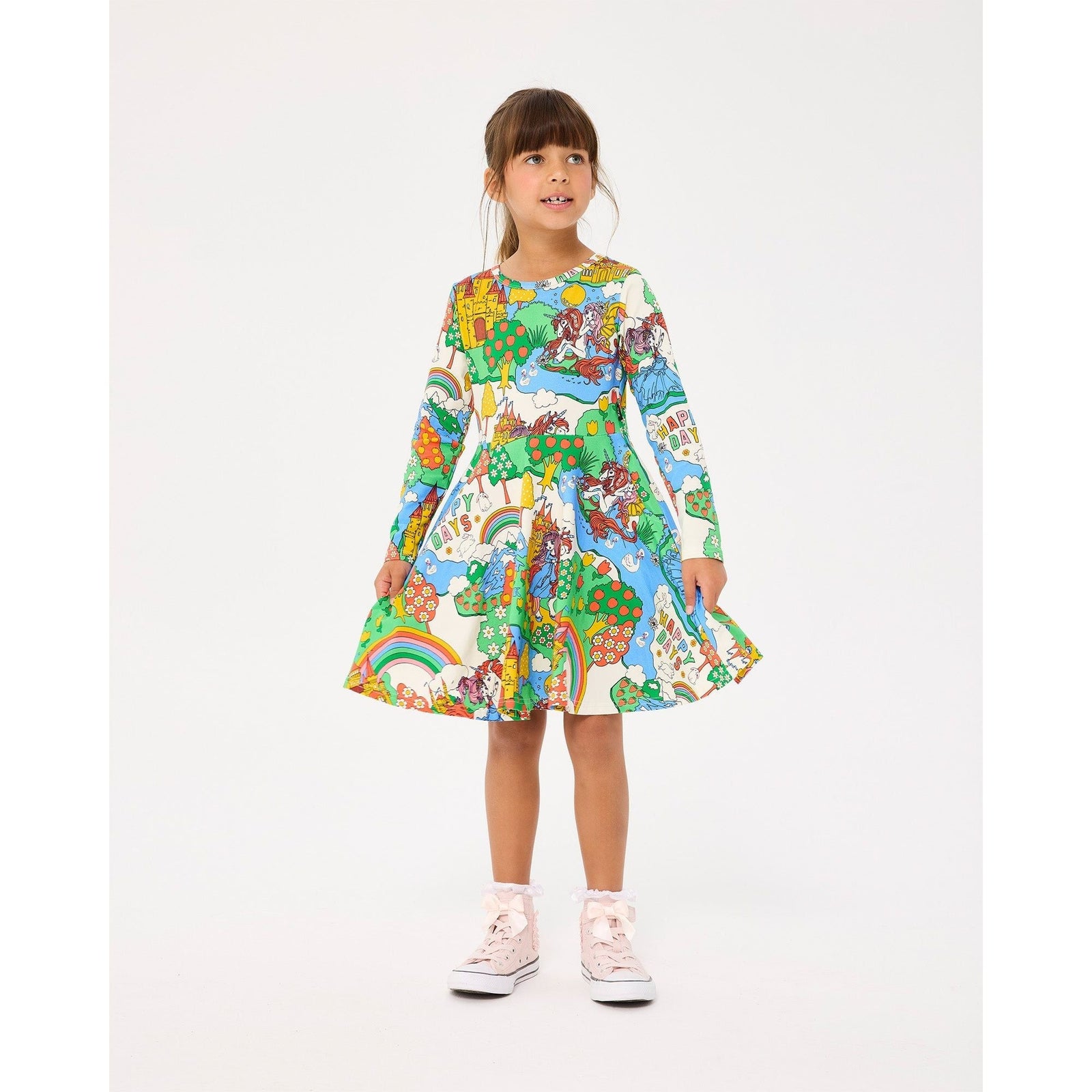 Happy Land Long Sleeve Waisted Dress