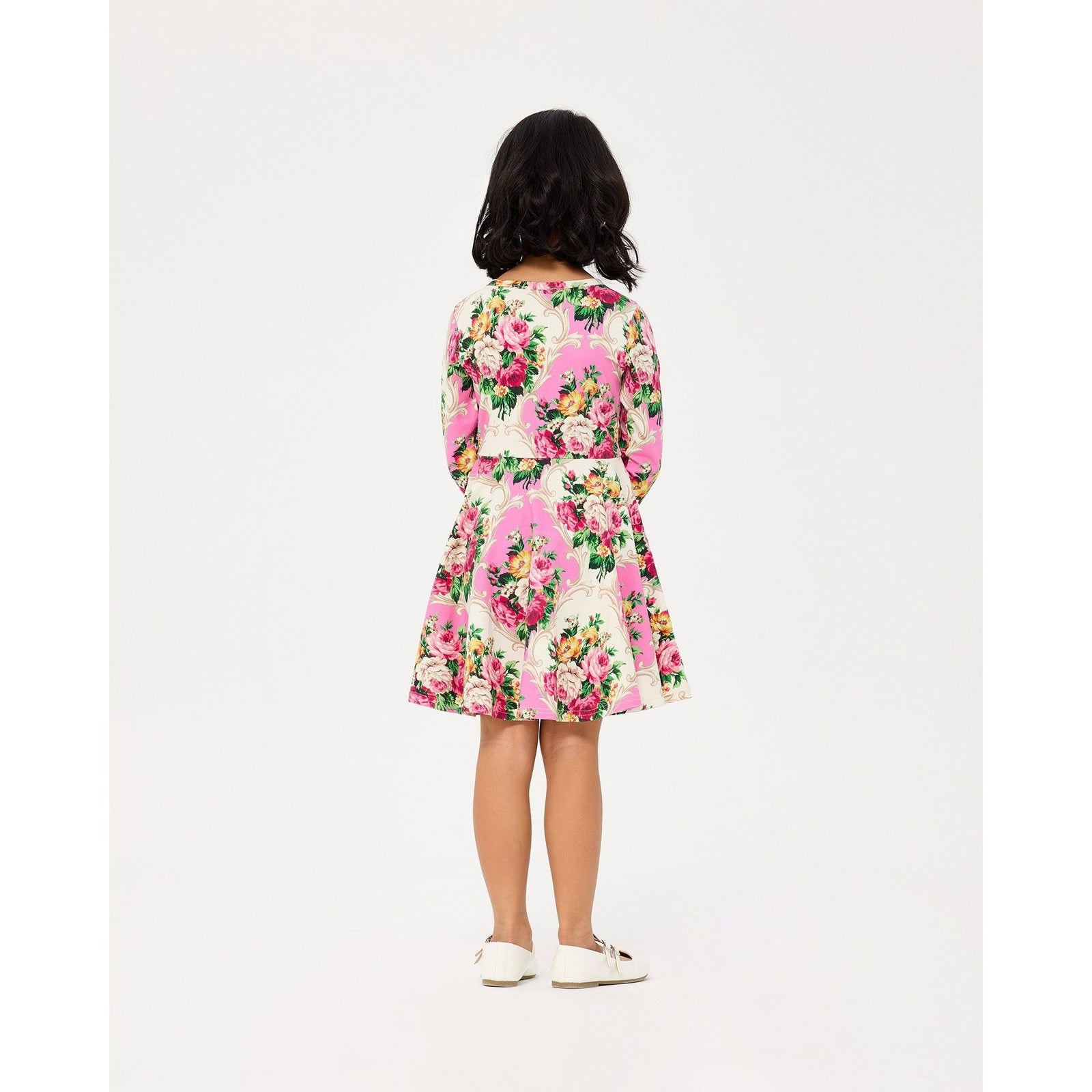 Rosette Long Sleeve Waisted Dress