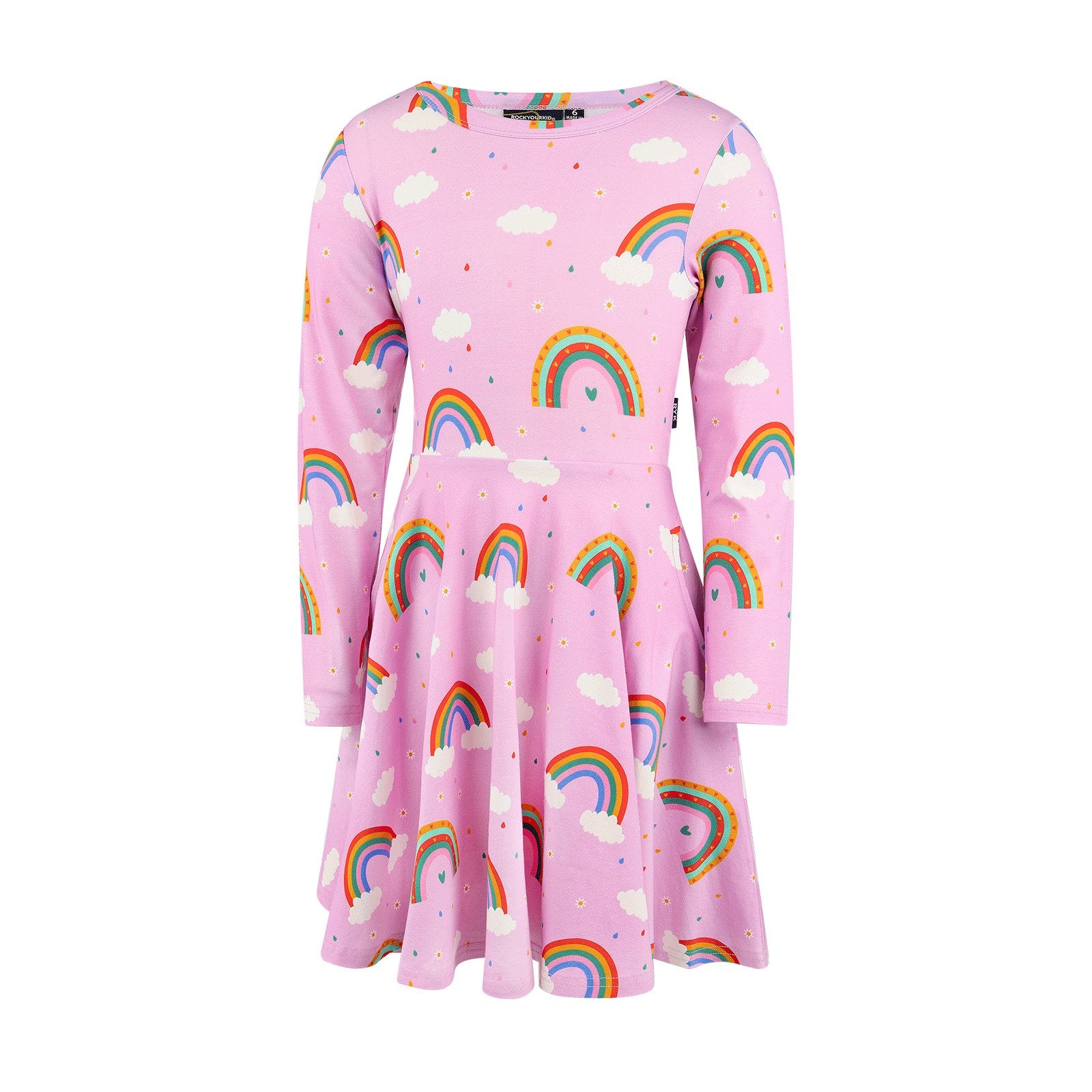 Somewhere Over The Rainbow Long Sleeve Waisted Dress