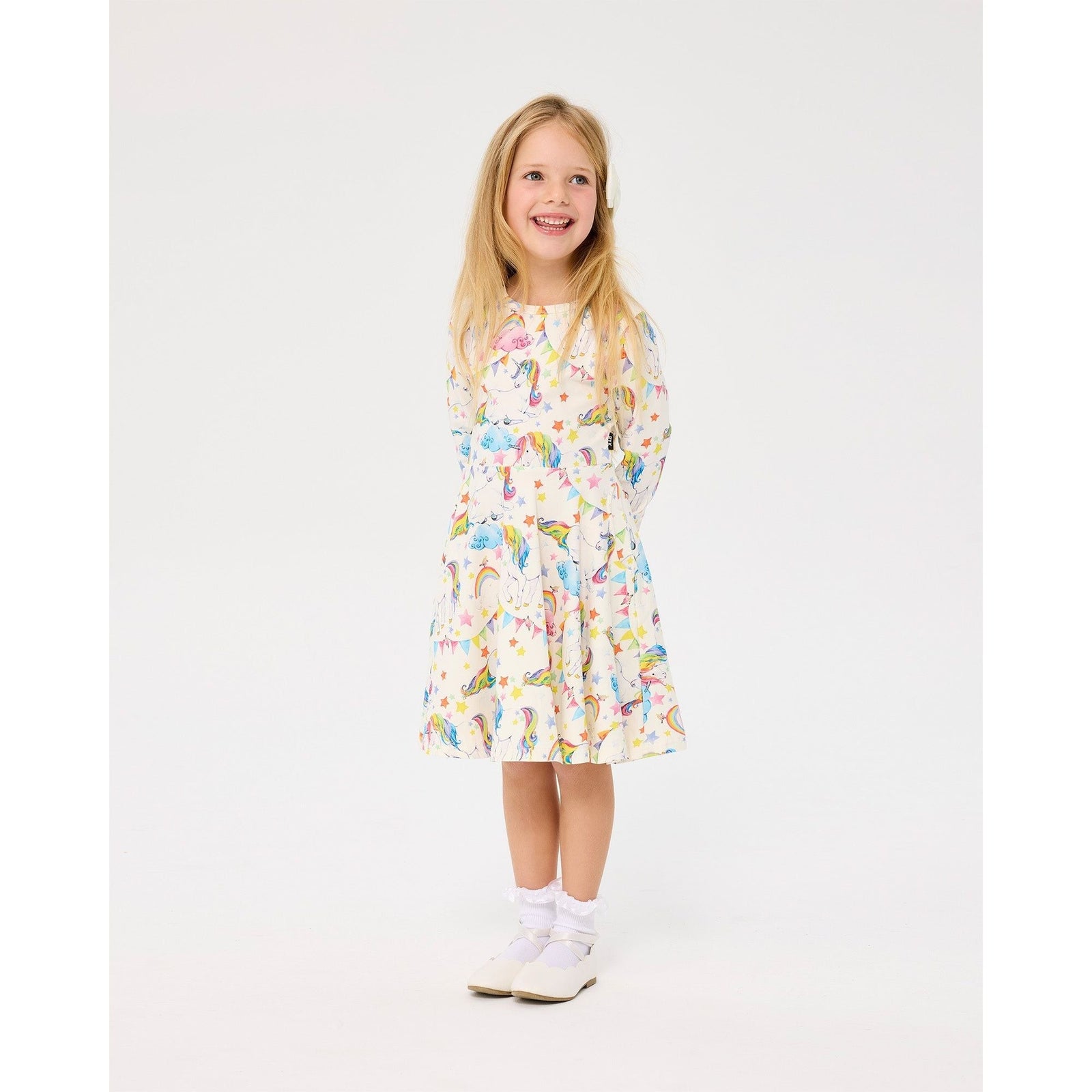 Unicorn Flags Long Sleeve Waisted Dress