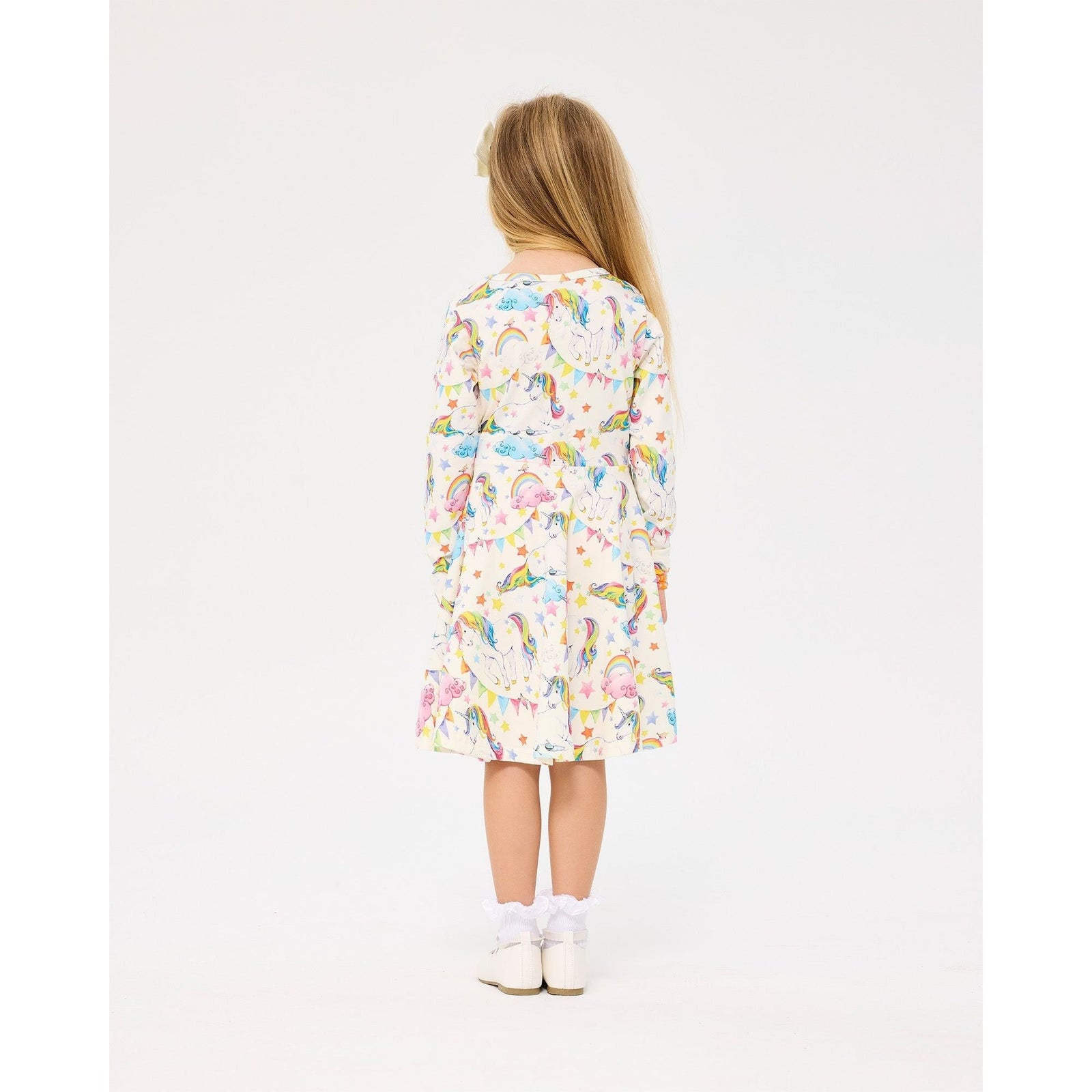 Unicorn Flags Long Sleeve Waisted Dress