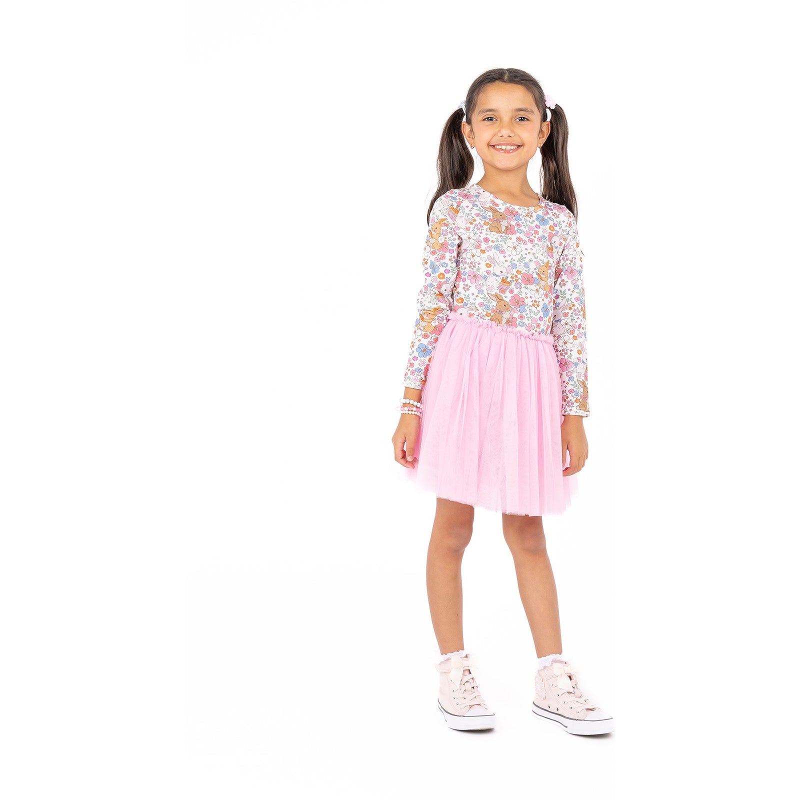 Ditsy Bunny Long Sleeve Circus Dress