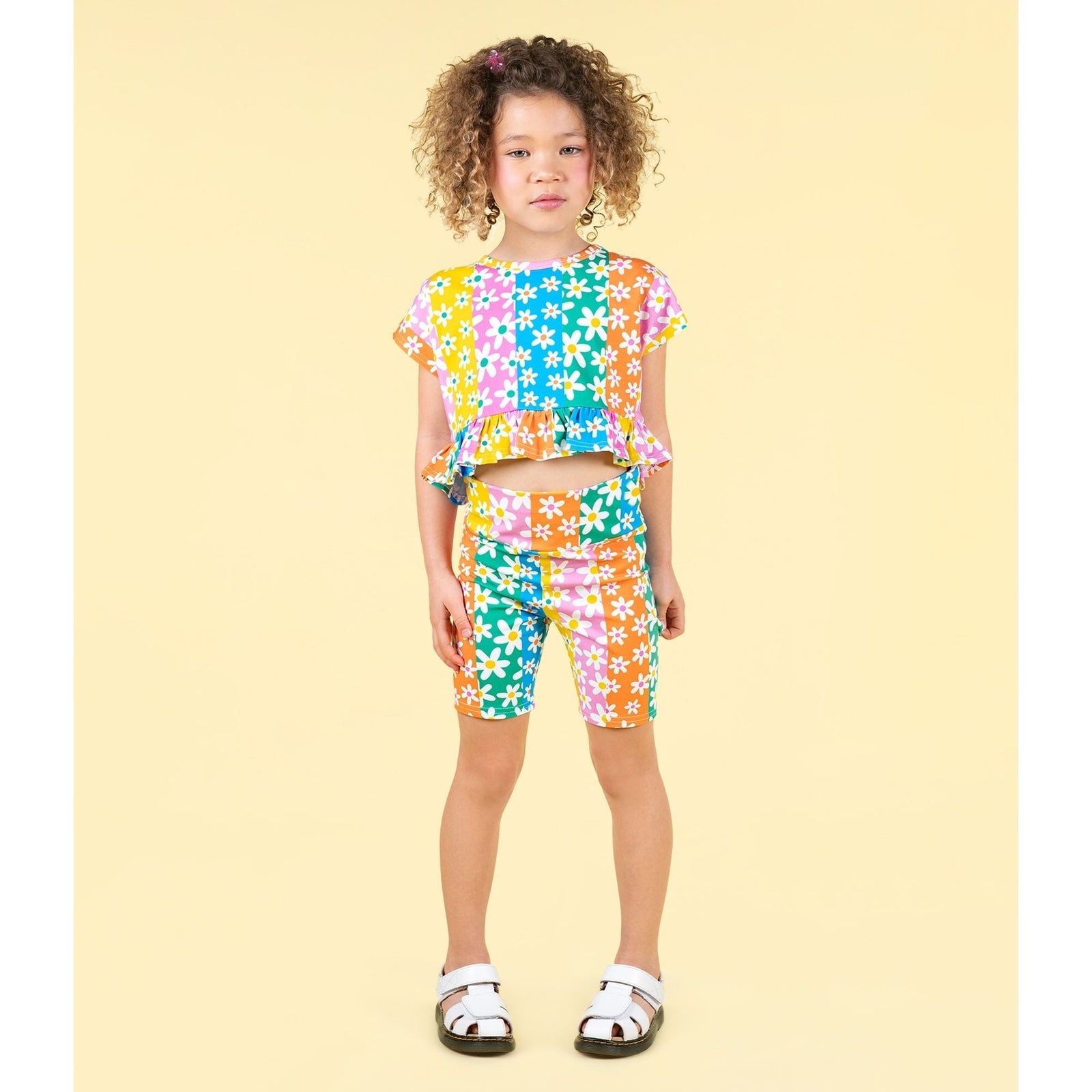 Floral Stripes Bike Shorts