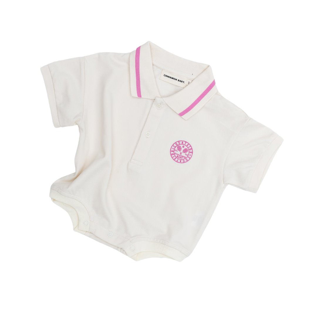 Polo Tshirt Romper - Baby Pink