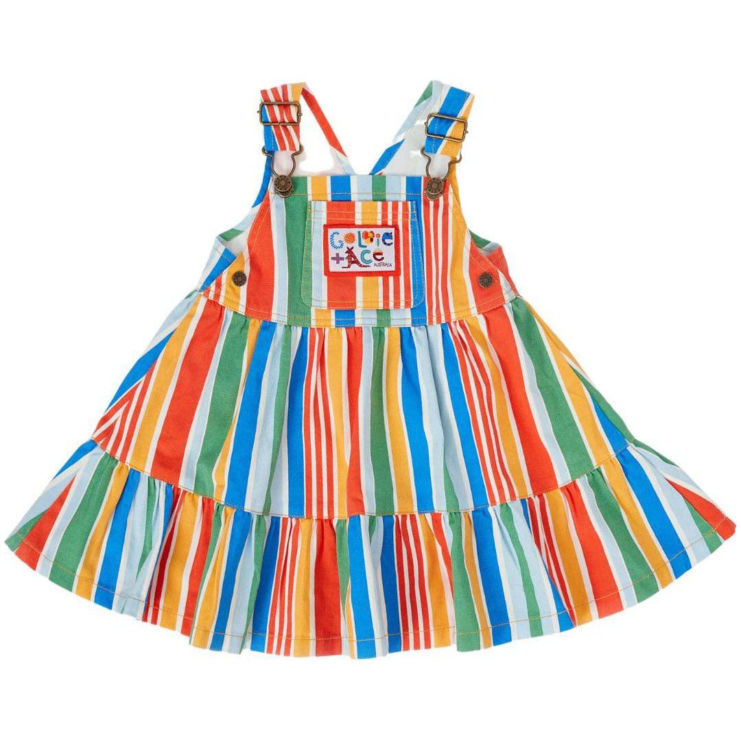 Tully Tiered Pinafore Dress Land Down Under Stripe