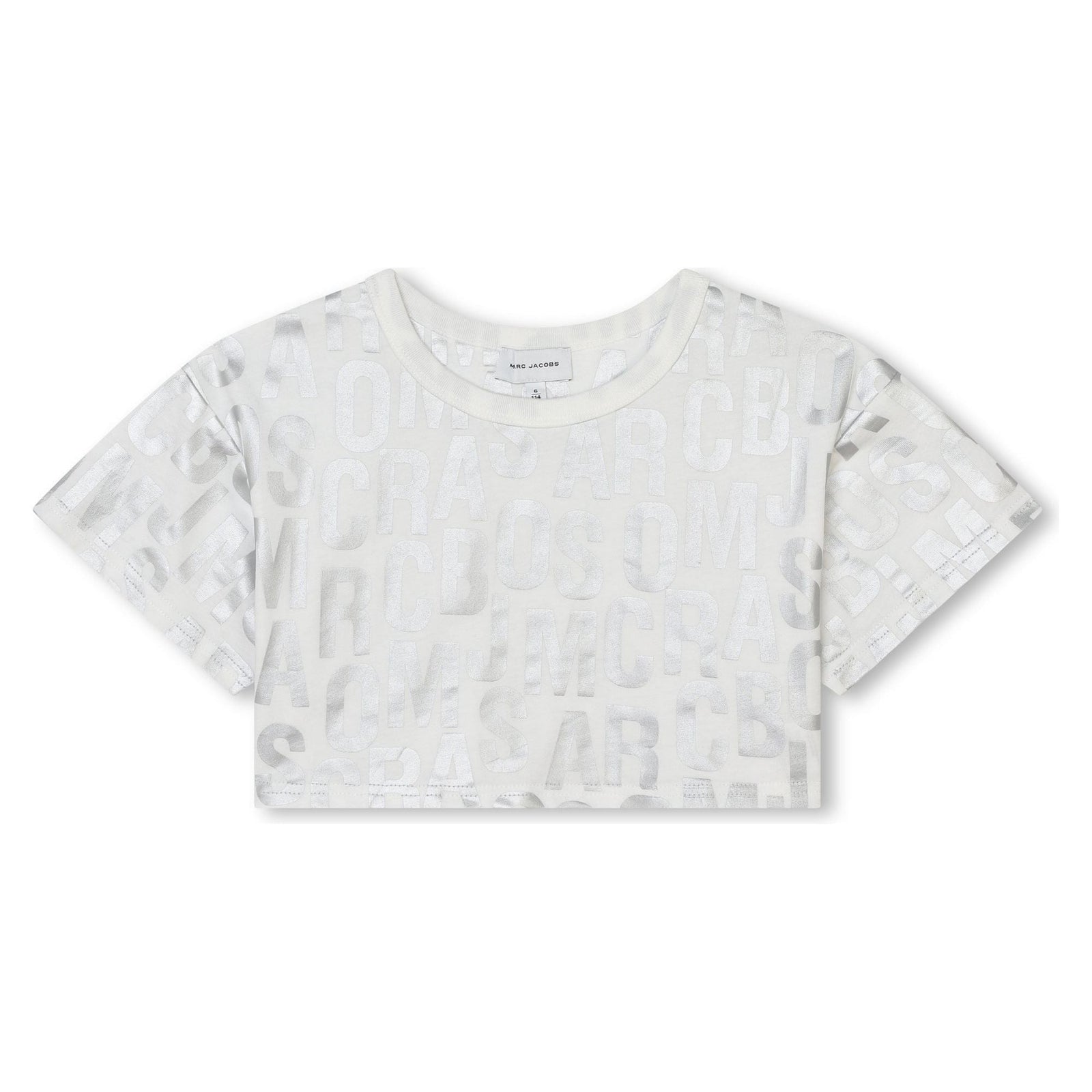 Jumbled Logo Silver Crop Tee
