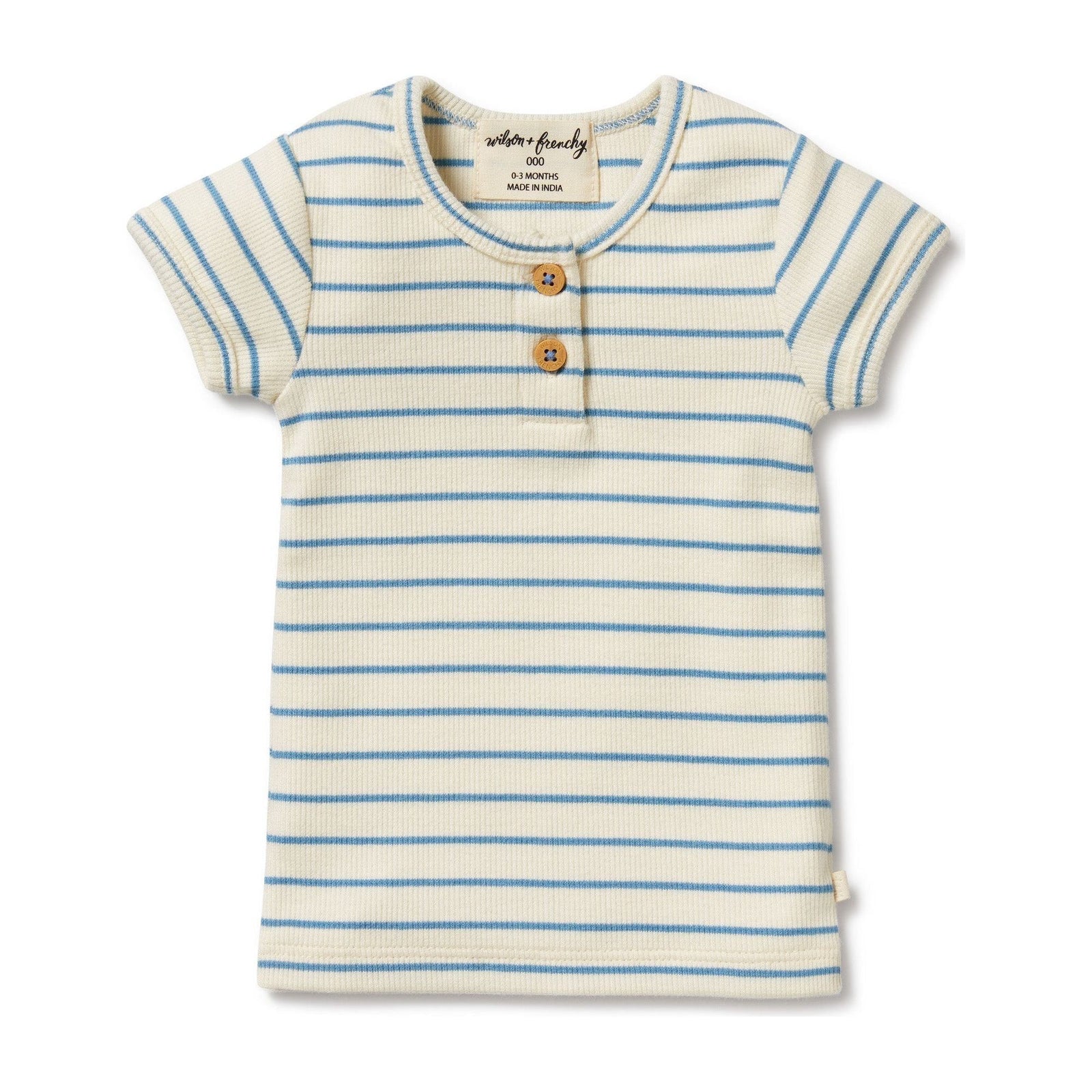 Petit Blue Organic Henley Tee