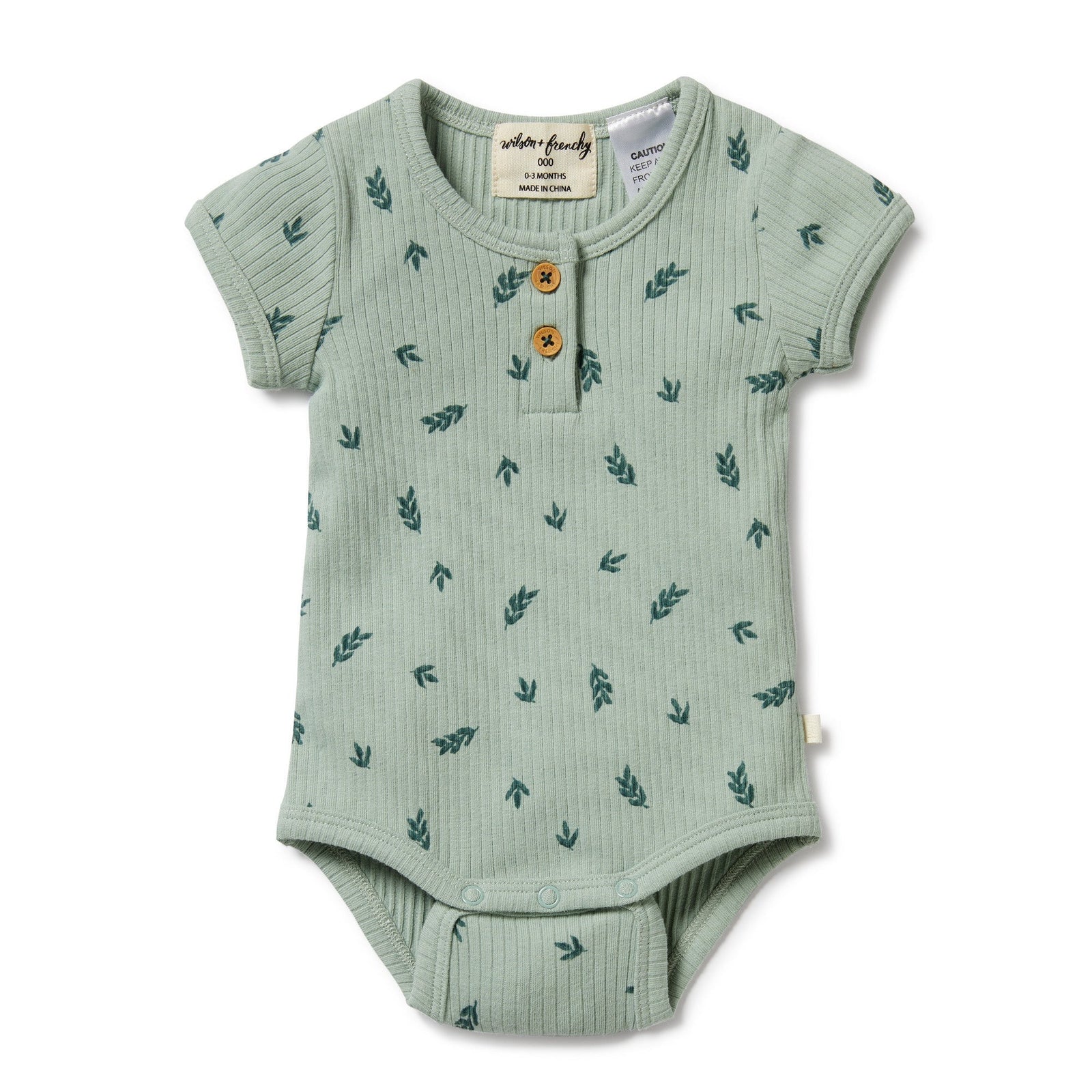 Falling Leaf Organic Rib Henley Bodysuit