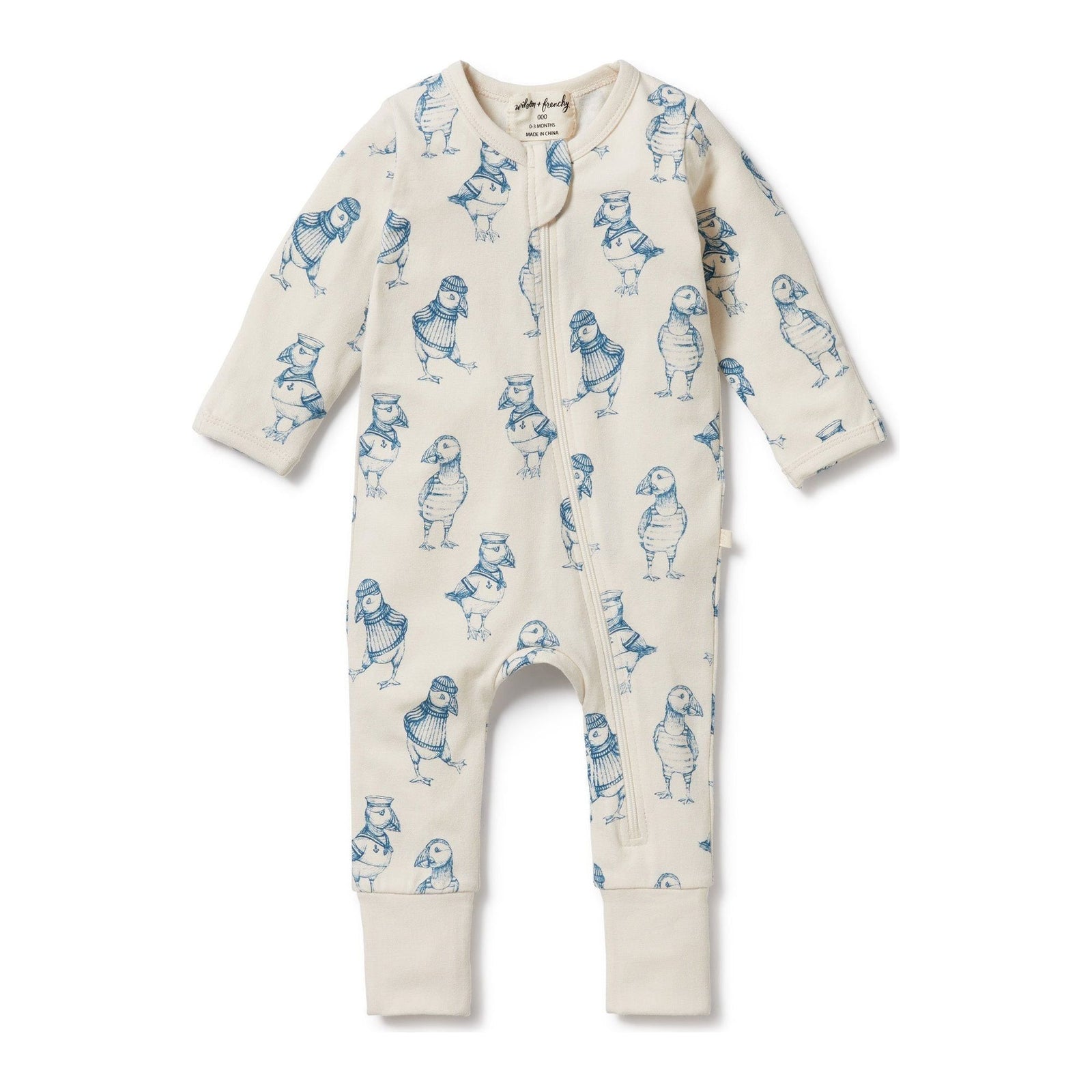 Petit Puffin Organic Zipsuit with Feet