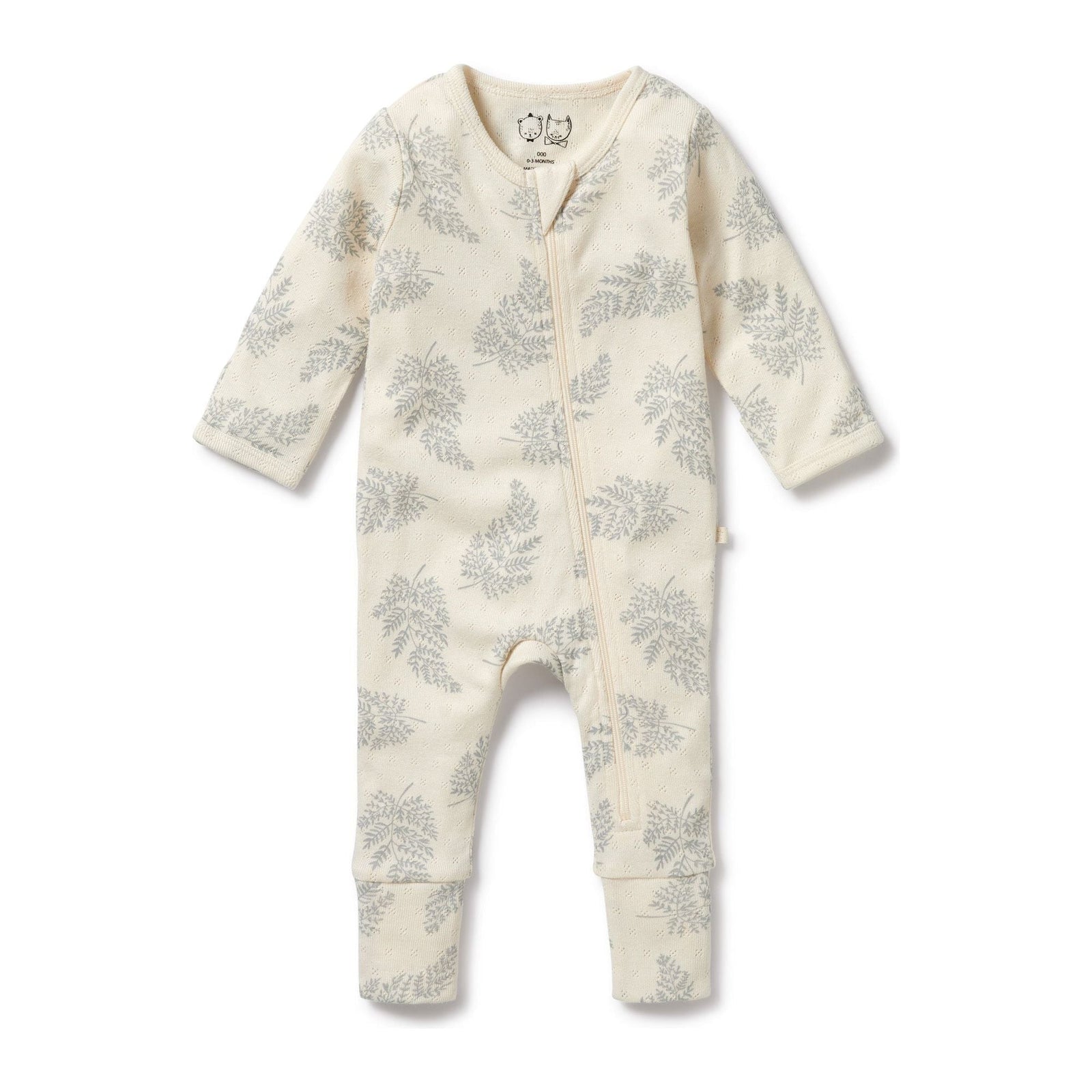 Forever Ferns Organic Pointelle Zipsuit with Feet