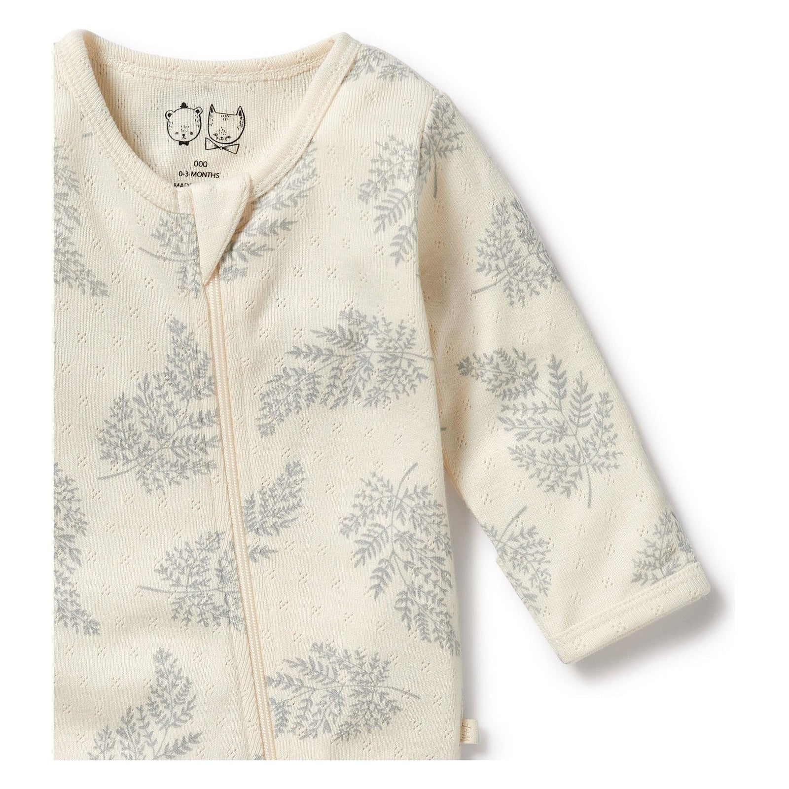 Forever Ferns Organic Pointelle Zipsuit with Feet