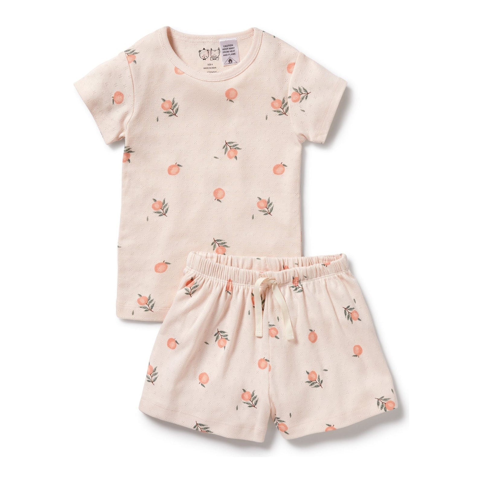 Peaches Organic Pointelle Short Sleeved Pyjamas