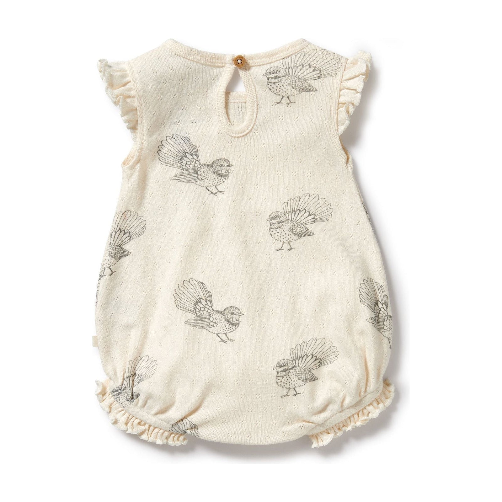Little Fantail Organic Pointelle Ruffle Growsuit