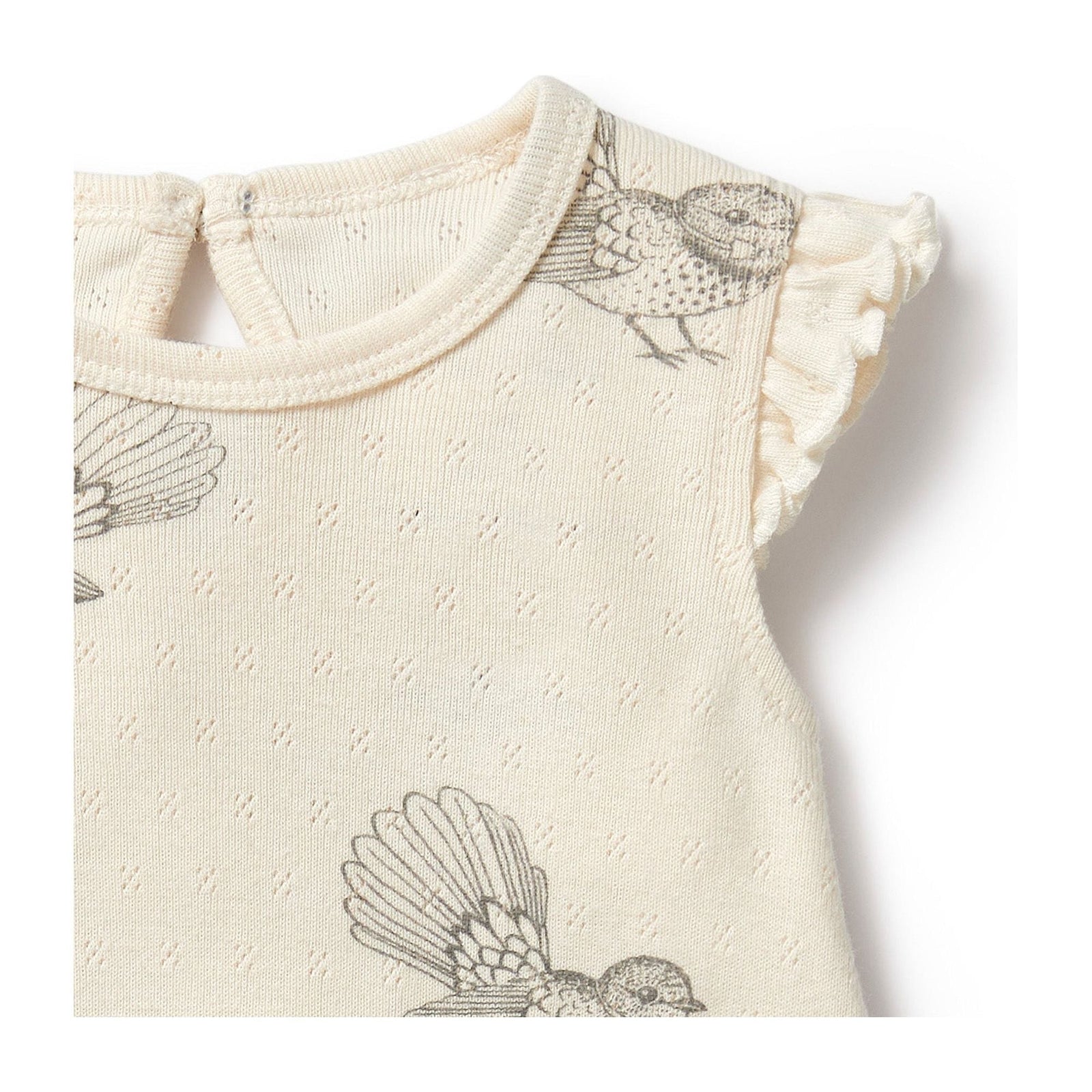 Little Fantail Organic Pointelle Ruffle Growsuit