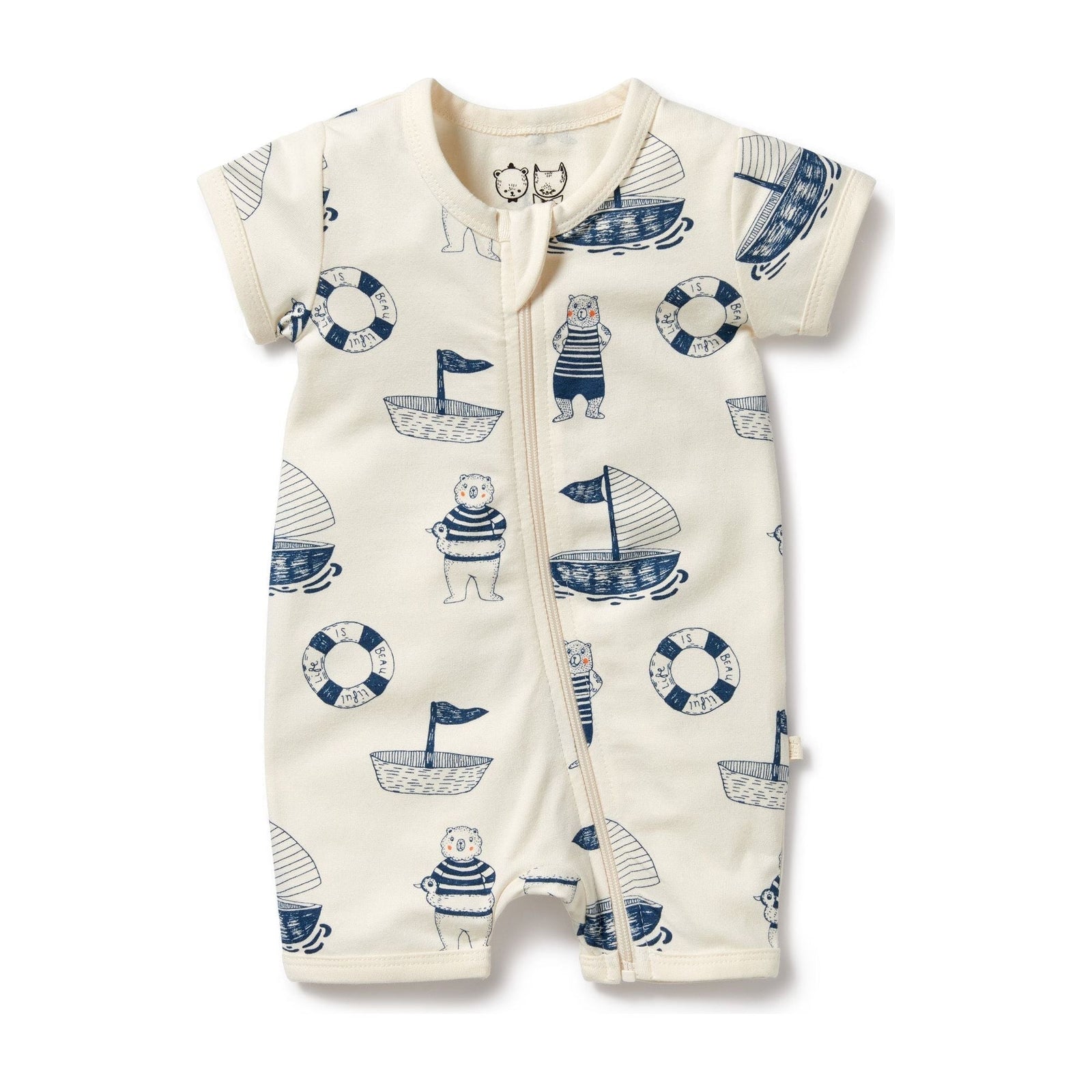 Nautical Bear Organic Boyleg Zipsuit
