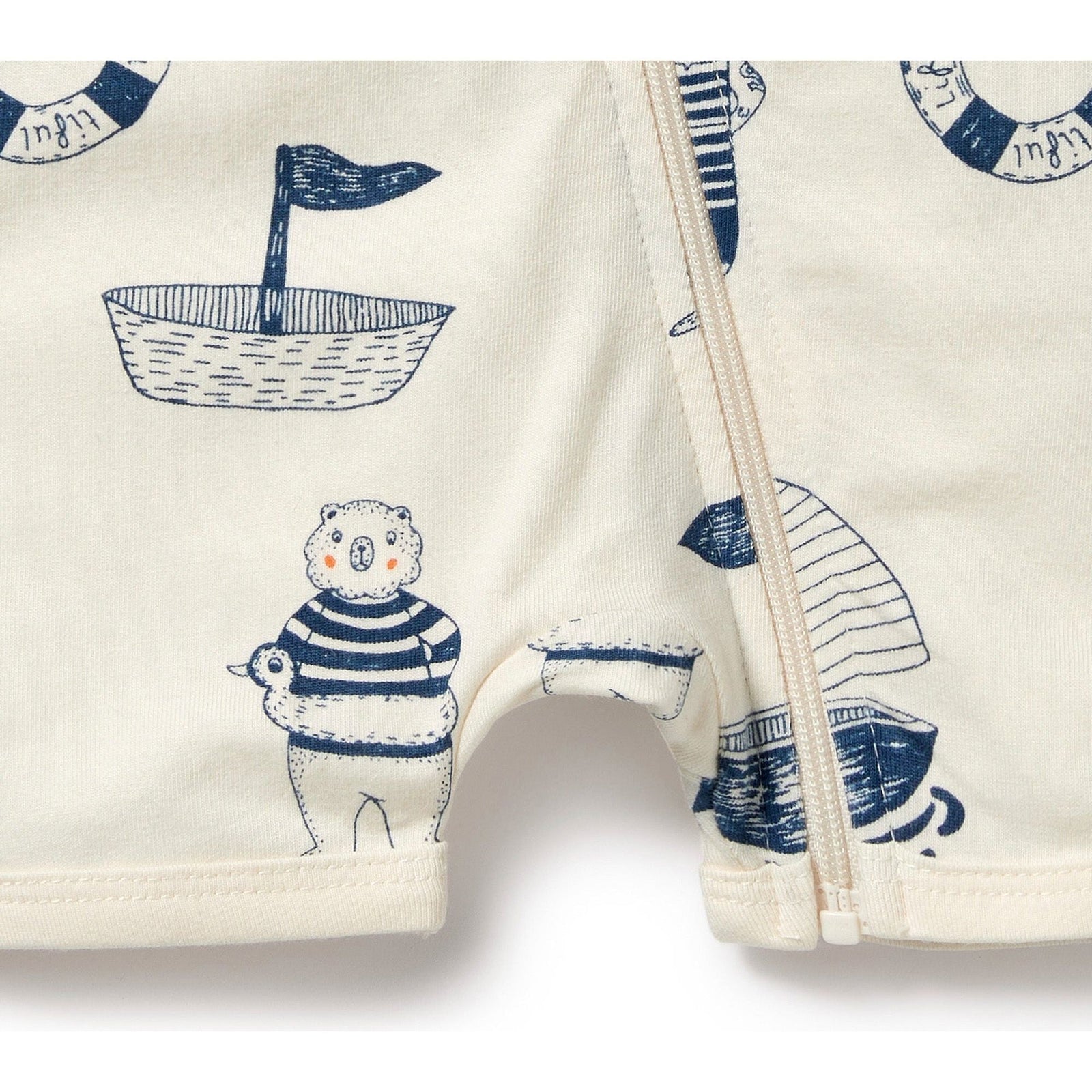 Nautical Bear Organic Boyleg Zipsuit
