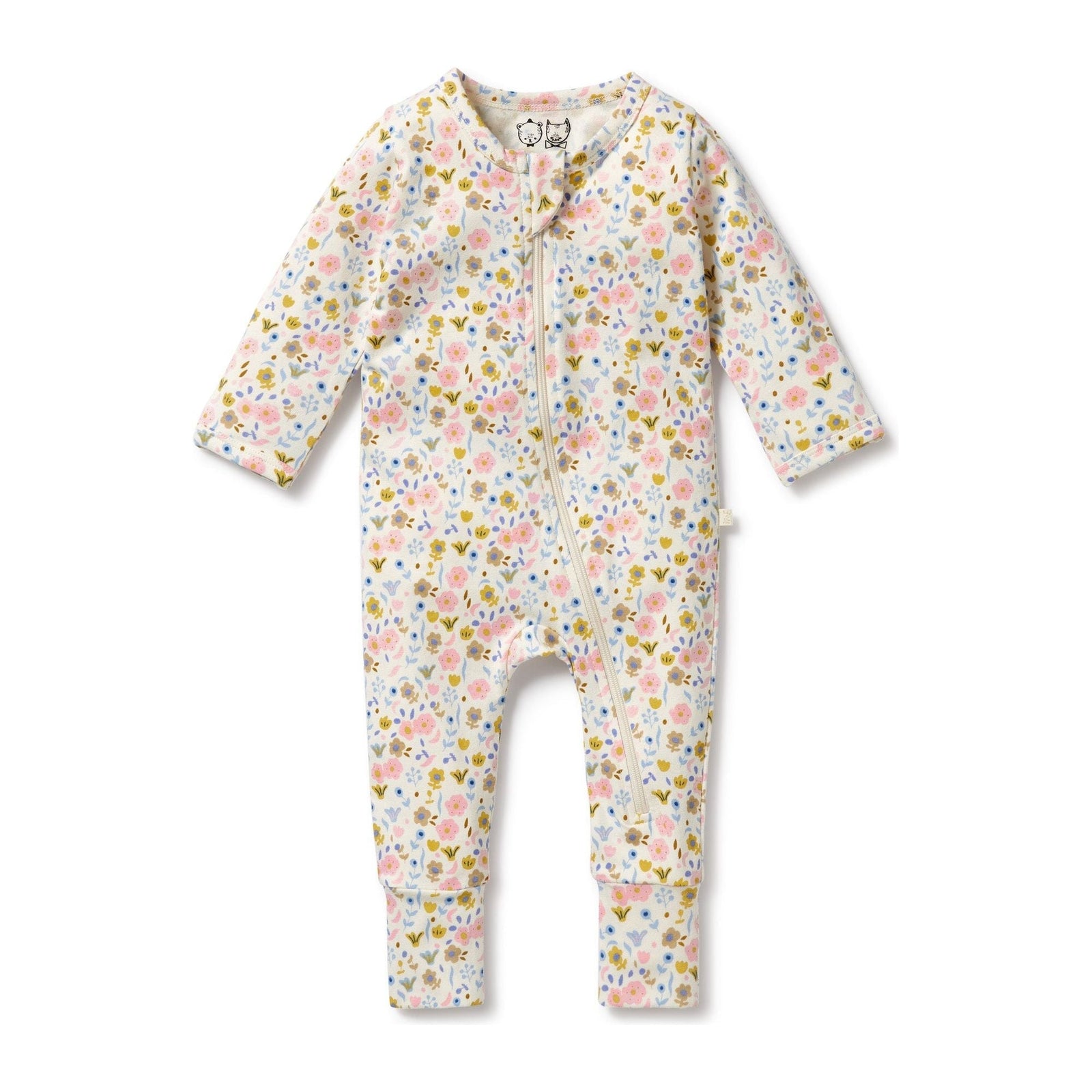 Ava Floral Organic Zipsuit with Feet