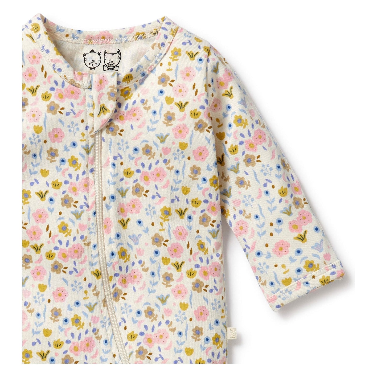 Ava Floral Organic Zipsuit with Feet