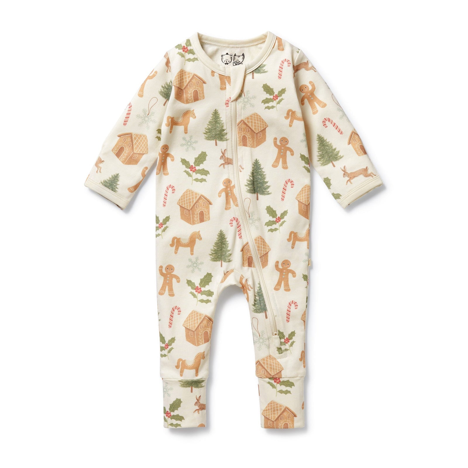 Holly Jolly Magic Organic Zipsuit with Feet