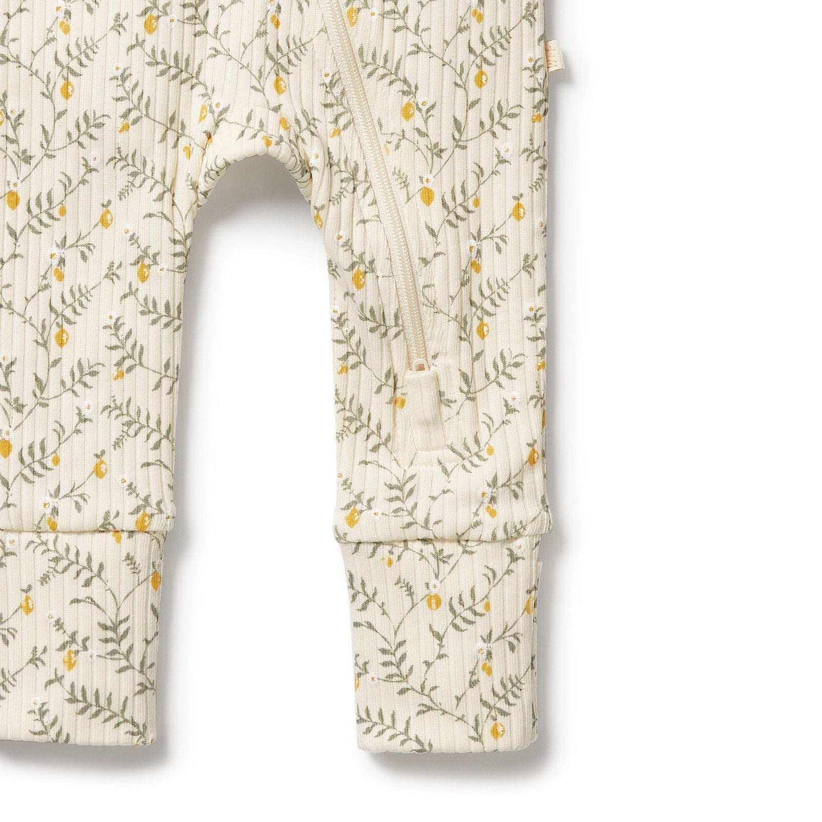 Lemon Leaf Organic Zipsuit with Feet