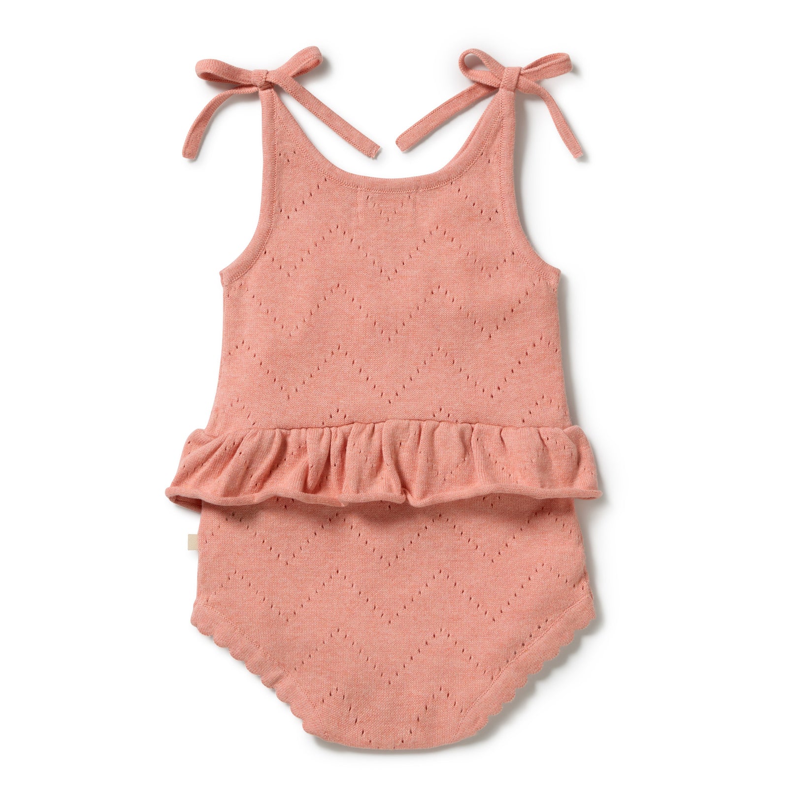 Petal Pink Organic Knitted Pointelle Playsuit