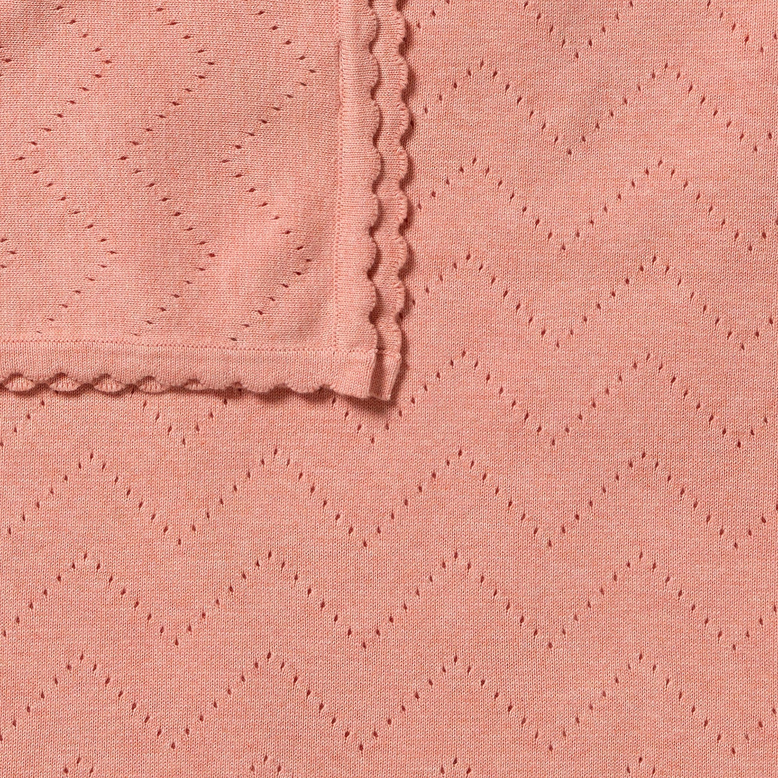 Petal Pink Organic Knitted Pointelle Blanket