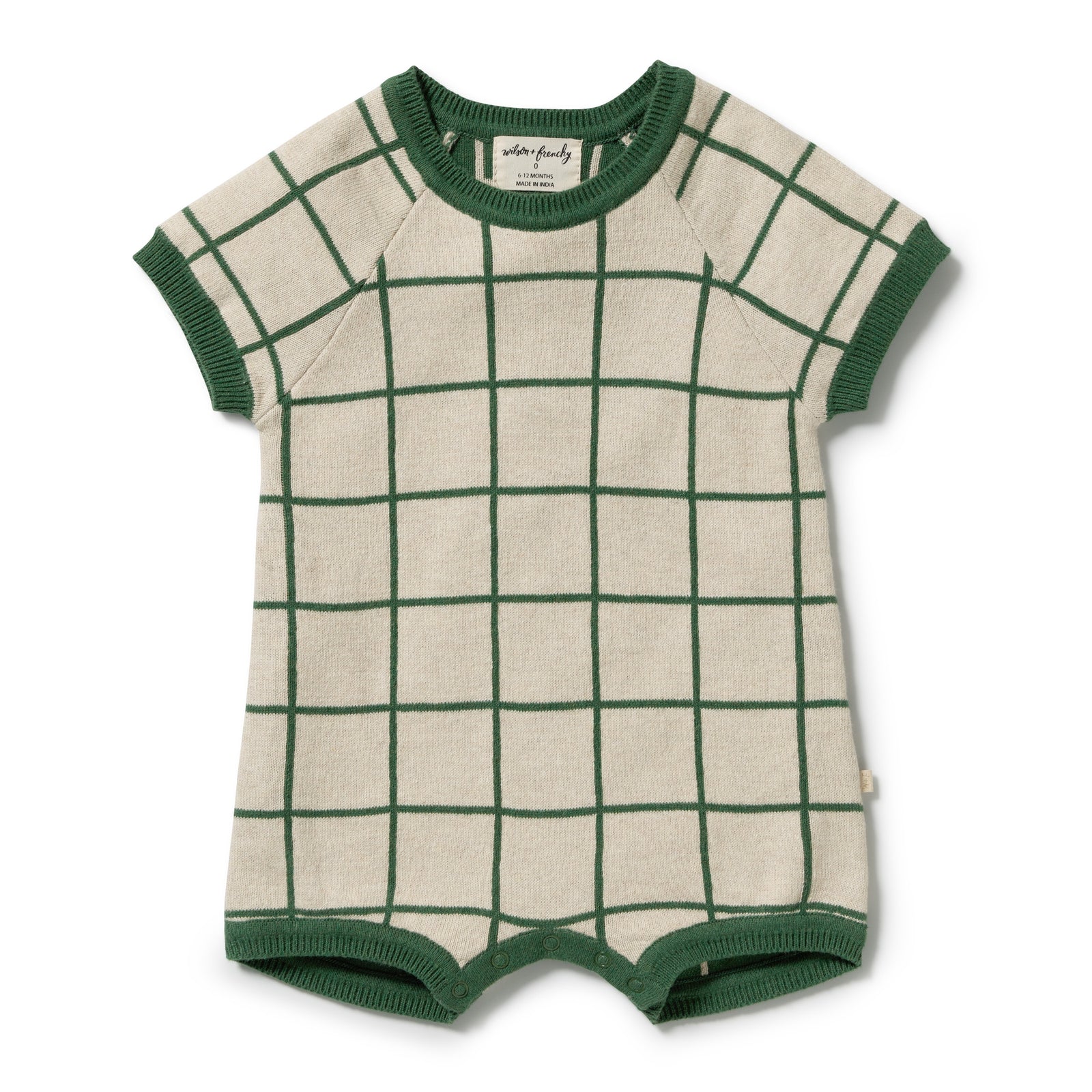 Lagoon Organic Knitted Check Growsuit