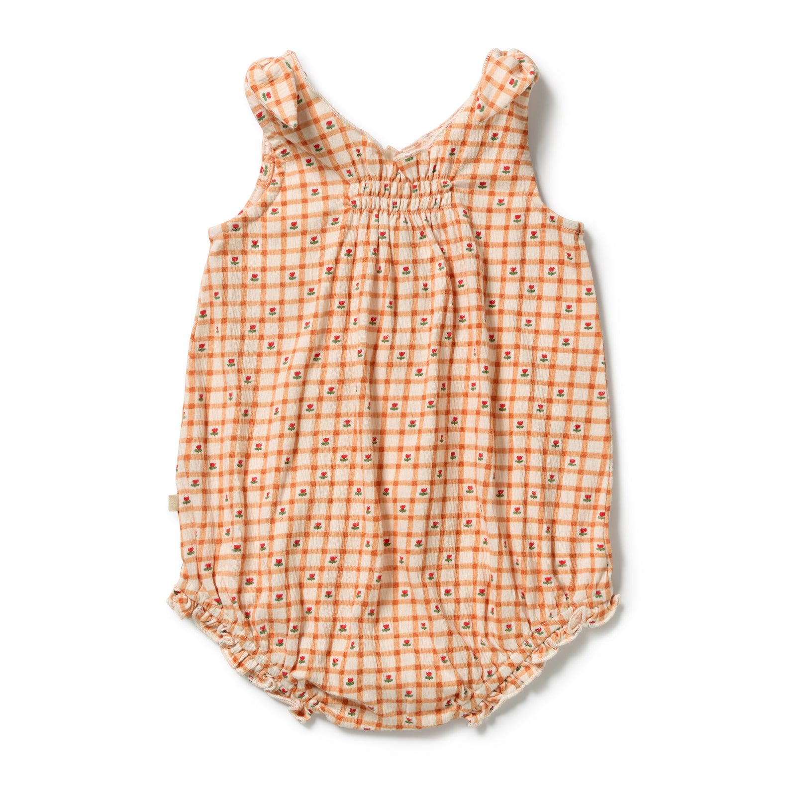 Checkerberry Organic Crinkle Tie Playsuit