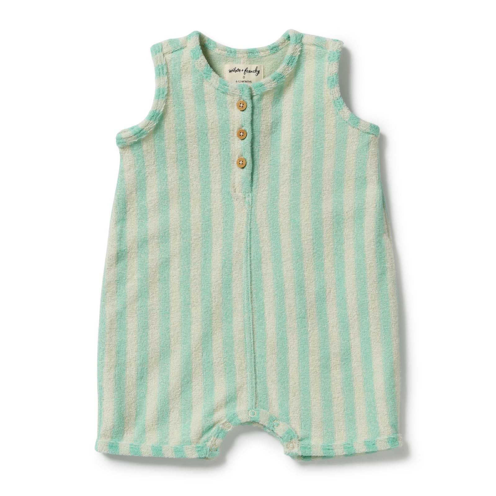 Seafoam Stripe Organic Terry Growsuit