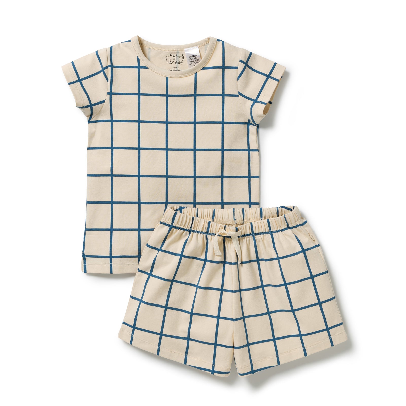 Bright Blue Check Organic Short Sleeved Pyjamas