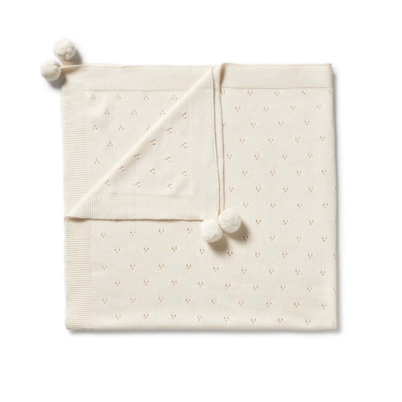 Ecru Knitted Pointelle Blanket