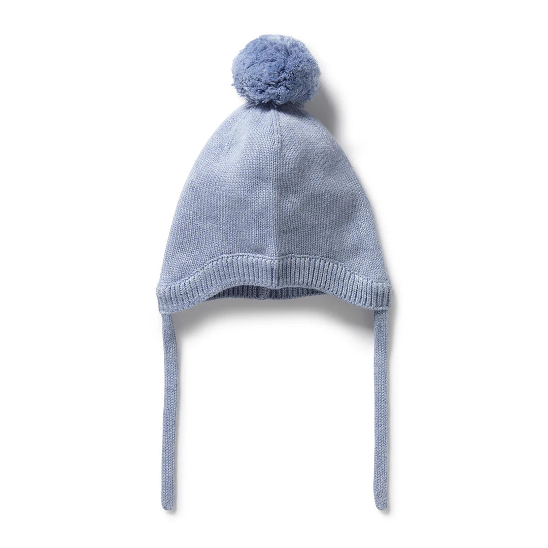 Organic Knitted Bonnet Blue Speckle