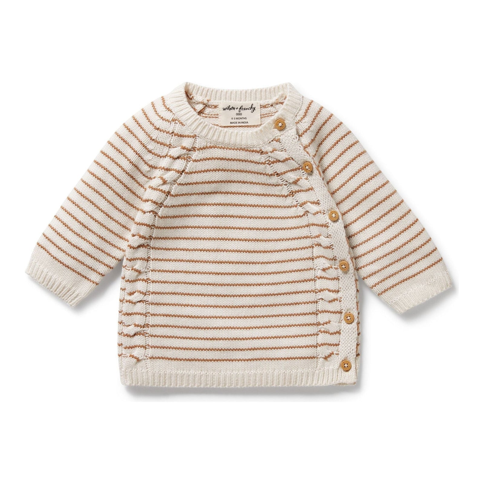 Cinnamon Stripe Organic Knitted Kimono Cardigan