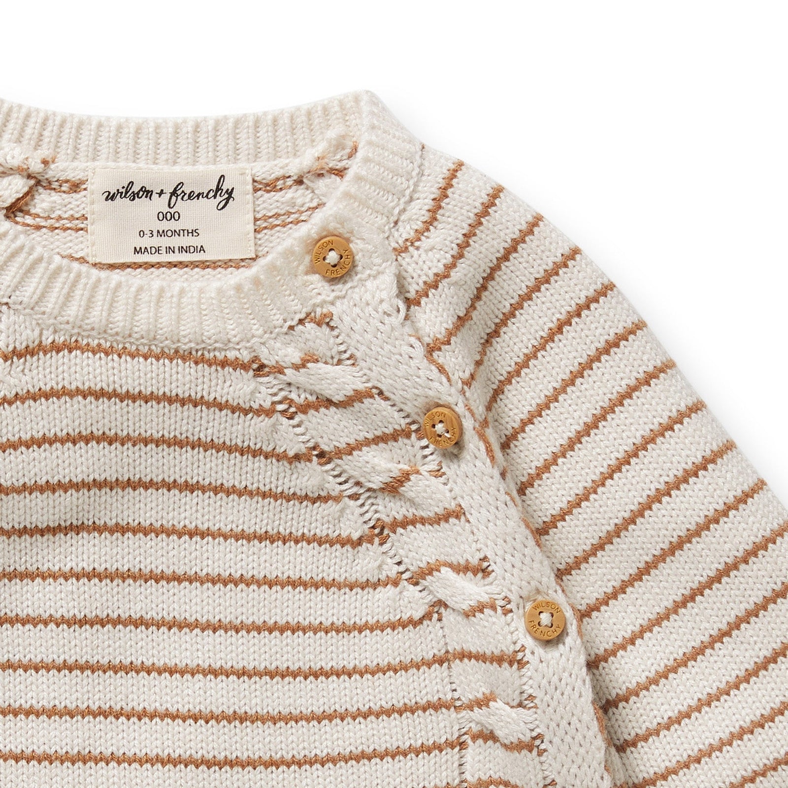 Cinnamon Stripe Organic Knitted Kimono Cardigan