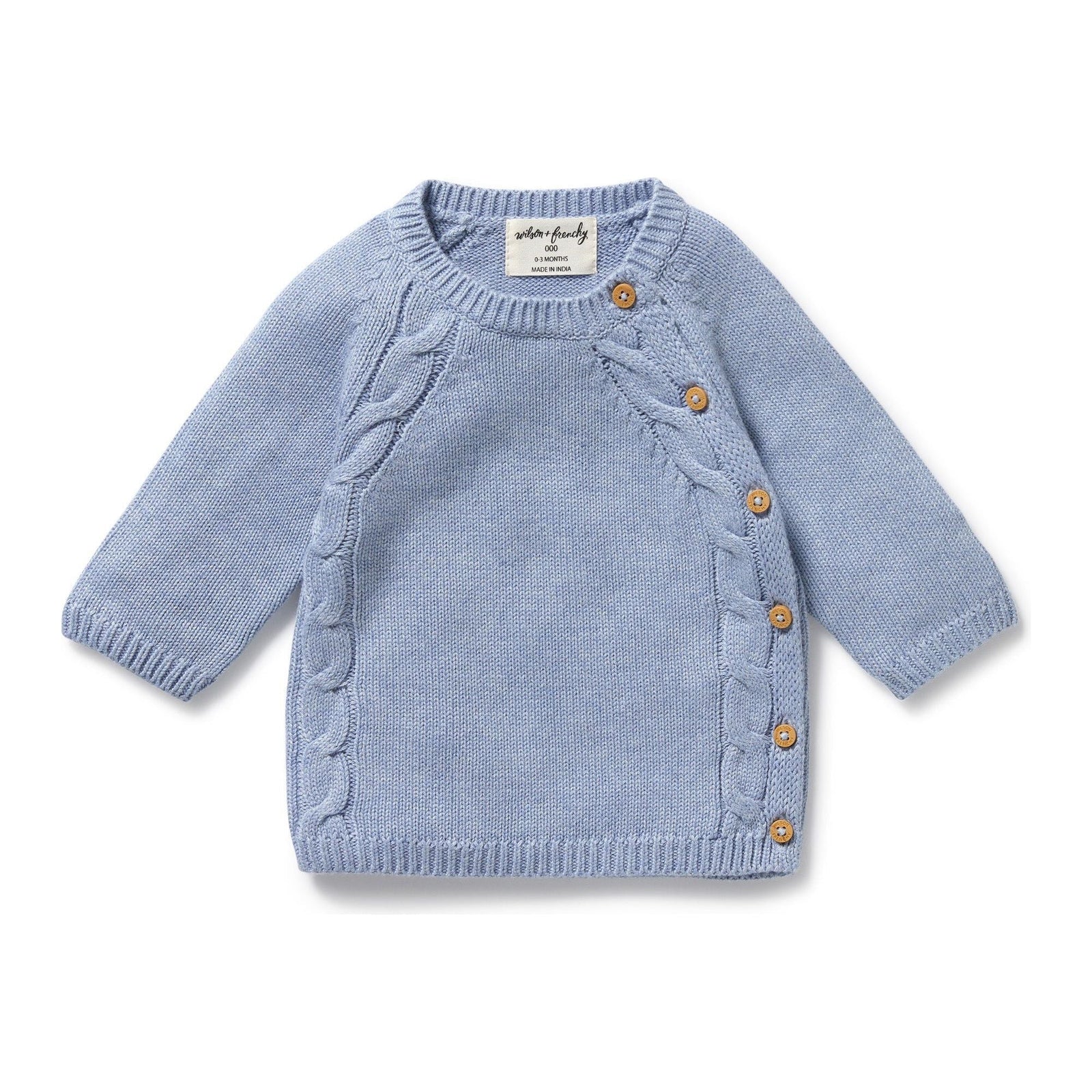 Blue Speckle Organic Knitted Kimono Cardigan