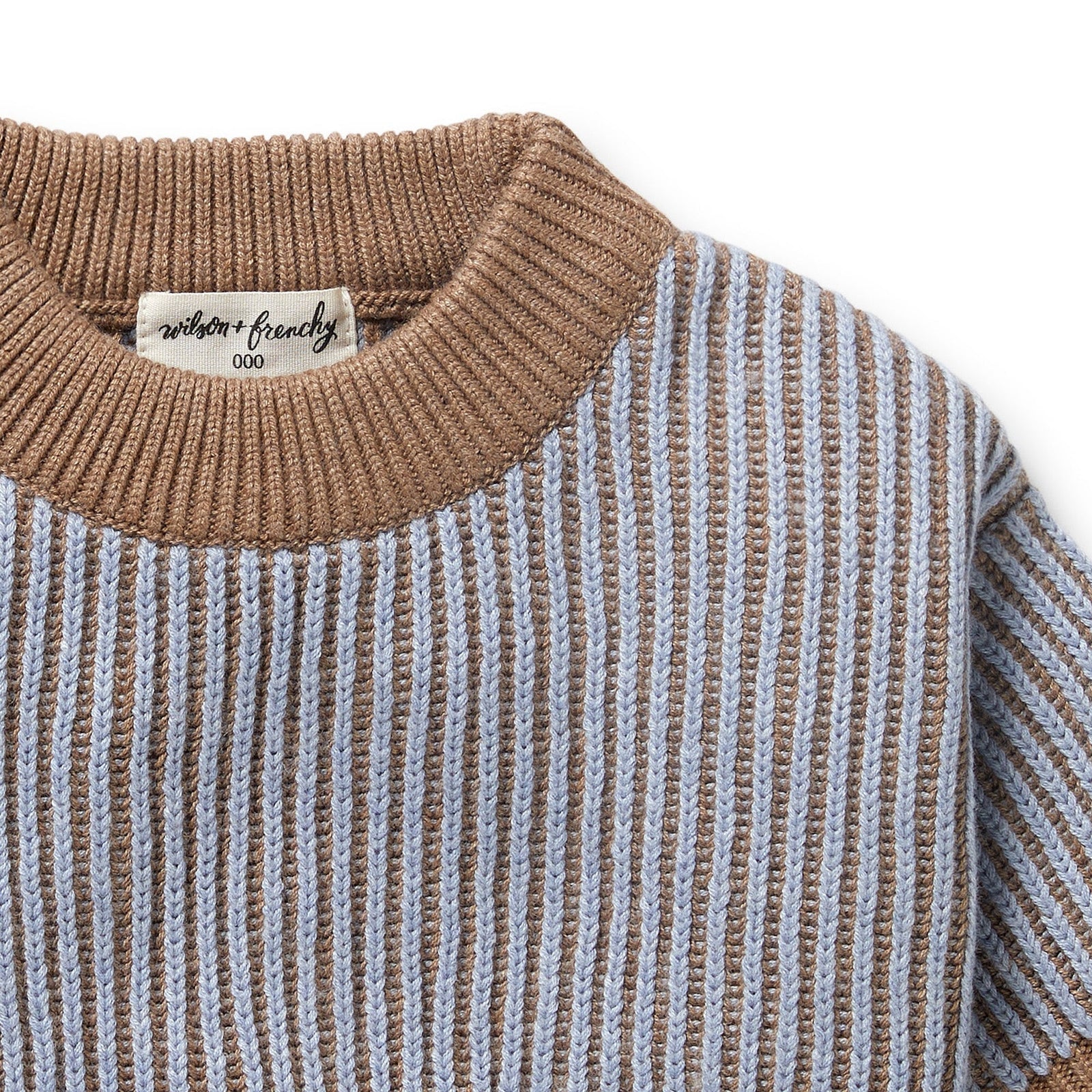 Coco Blue Speckle Organic Knitted Ribbed Jumper