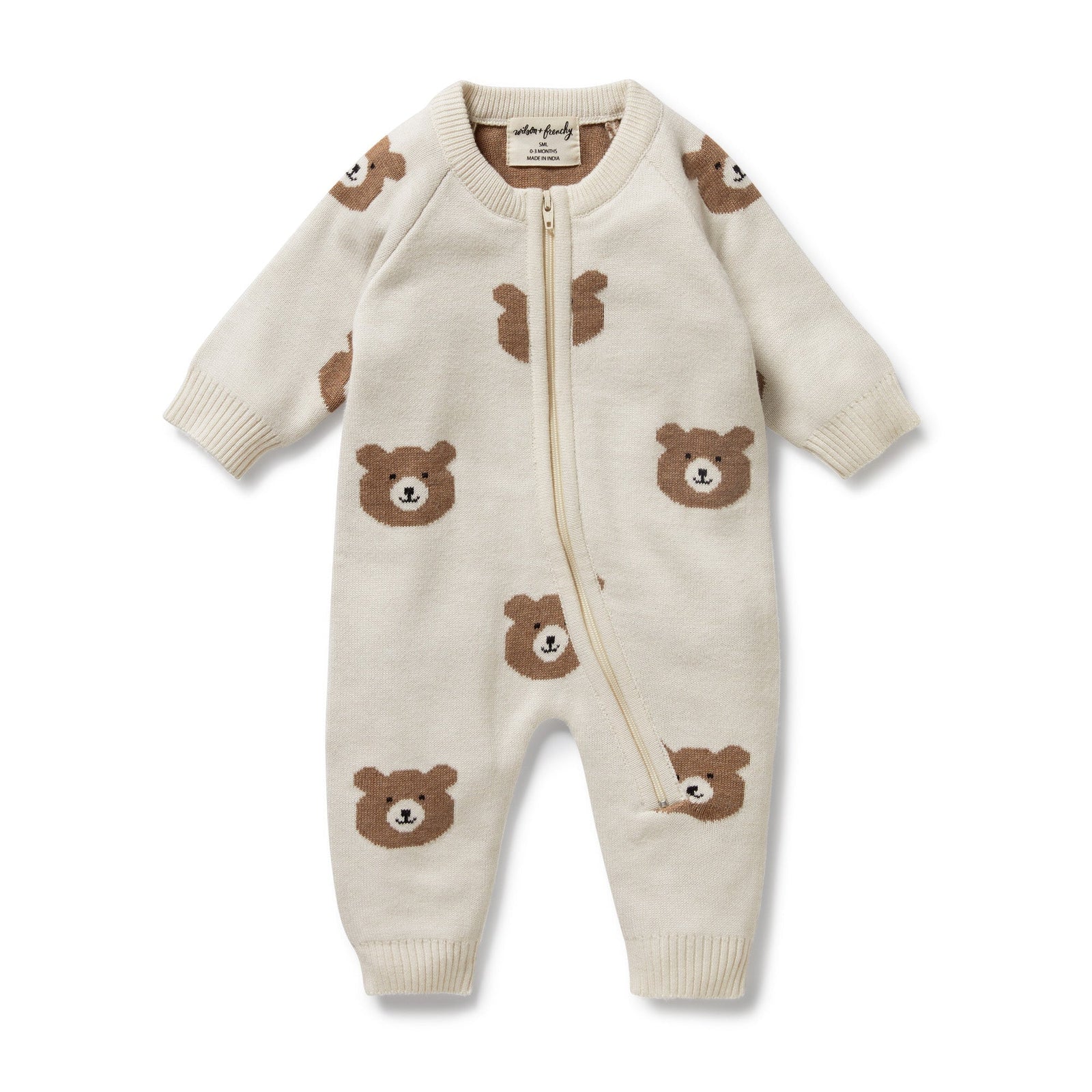 Beary Cute Organic Knitted Jacquard Growsuit