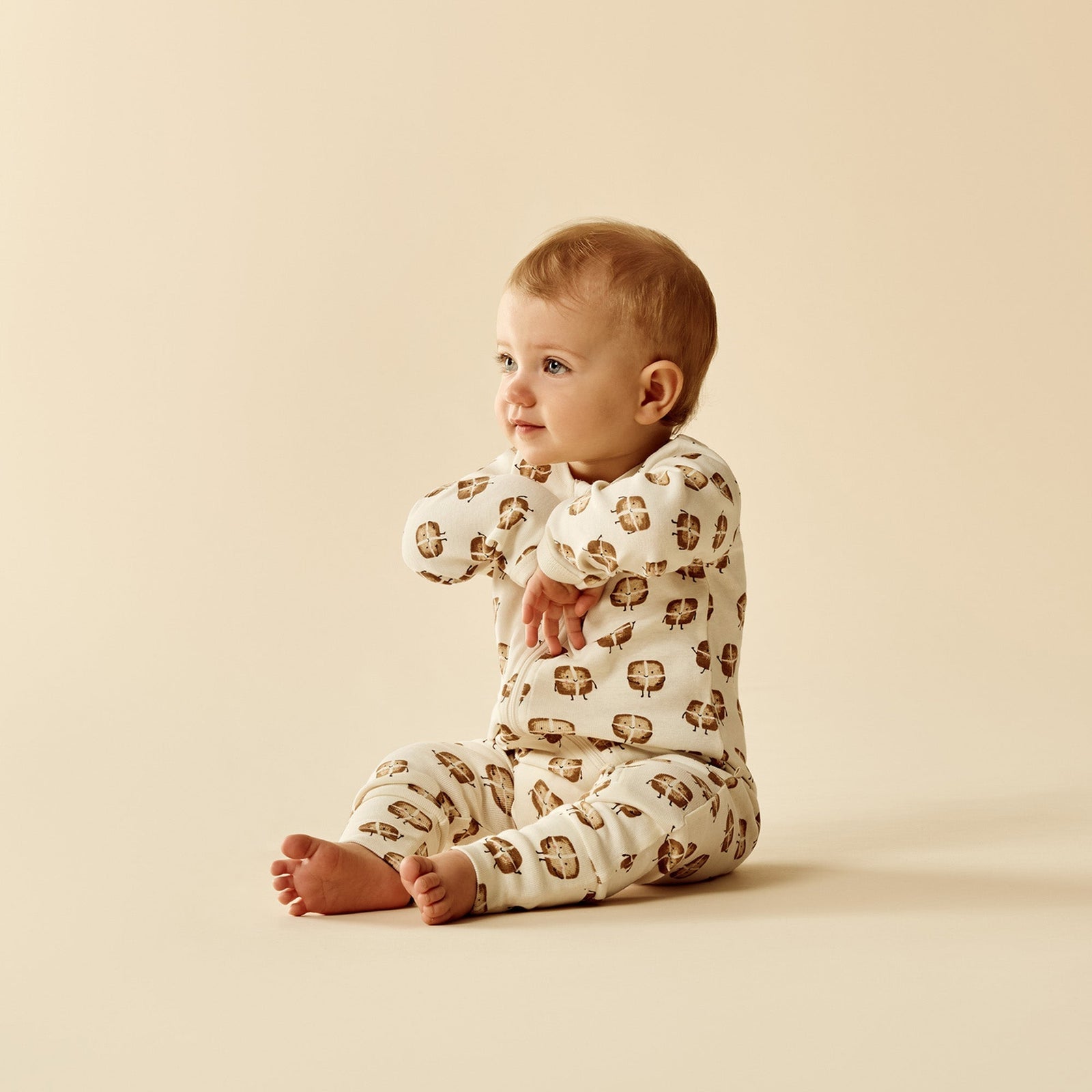 Hot Cross Buns Organic Zipsuit With Feet