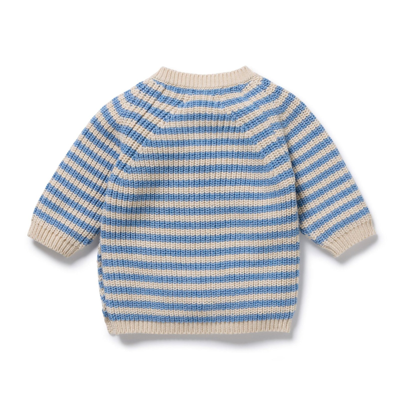 Frosted Blue Organic Knitted Stripe Kimono Cardigan
