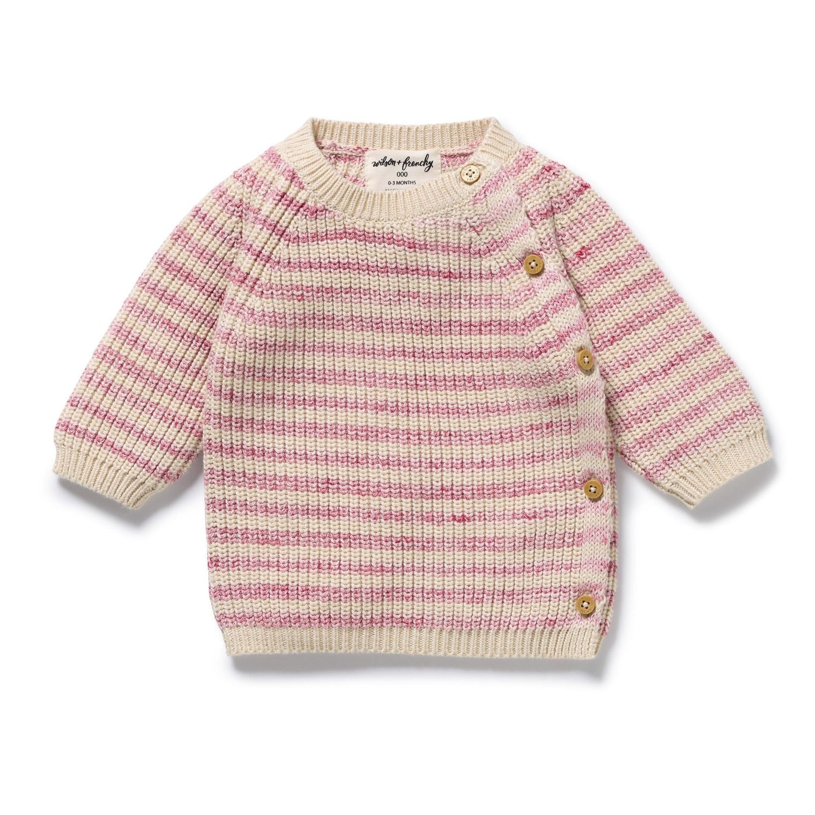 Rhubarb & Cream Organic Knitted Stripe Kimono Cardigan
