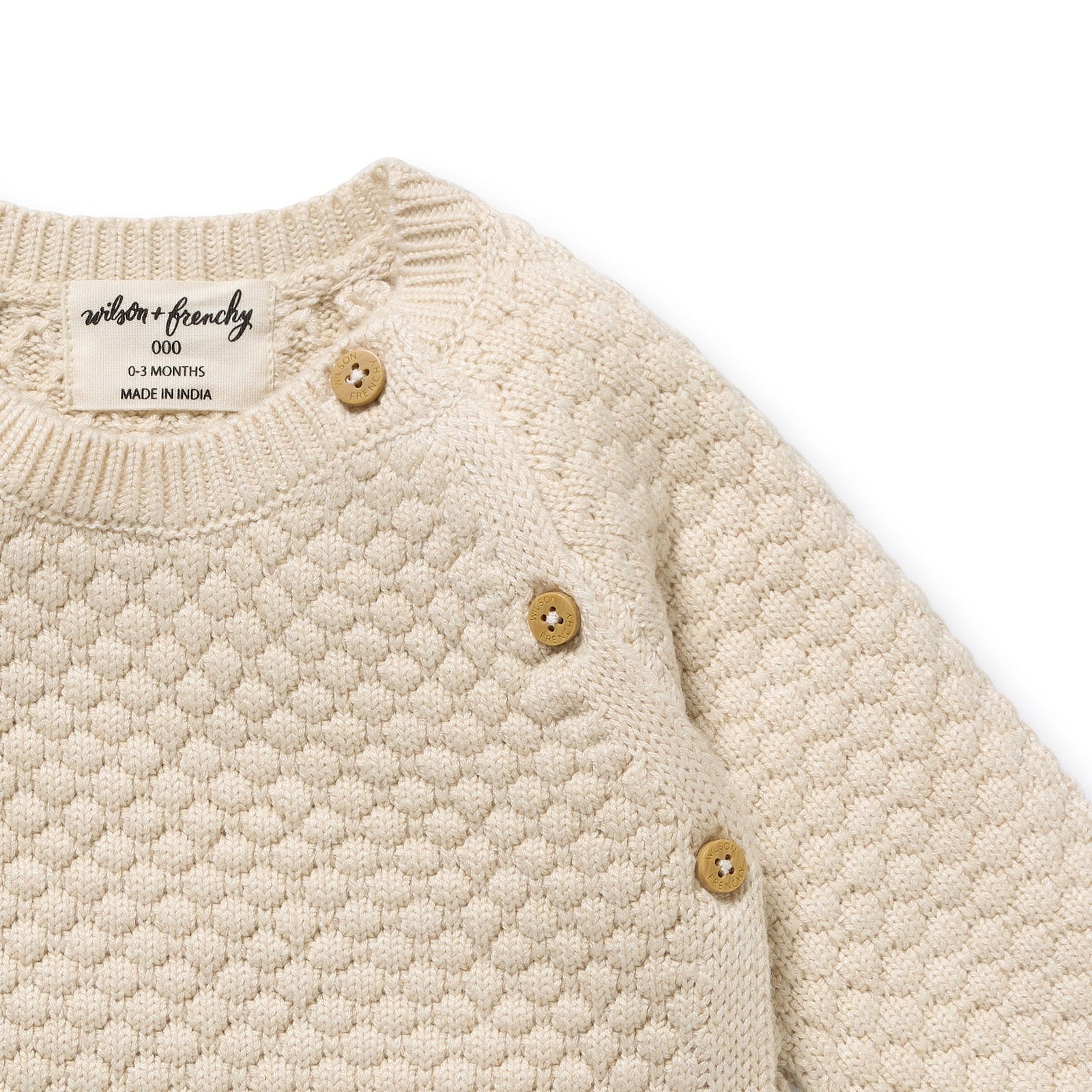Cream Organic Knitted Bubble Kimono Cardigan