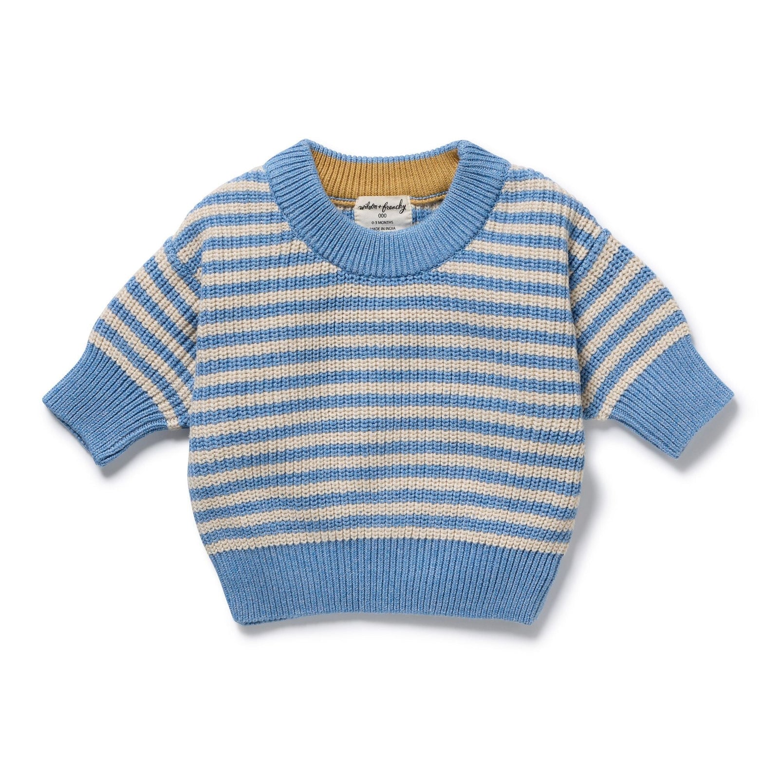 Frosted Blue Organic Knitted Stripe Jumper